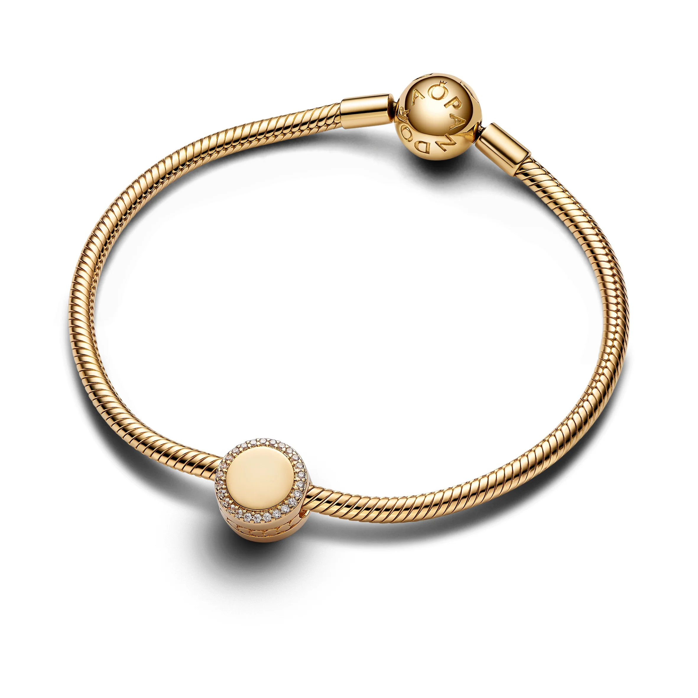 Engravable 14K Gold-Plated Charm With Clear Cubic Zirconia - Image 3