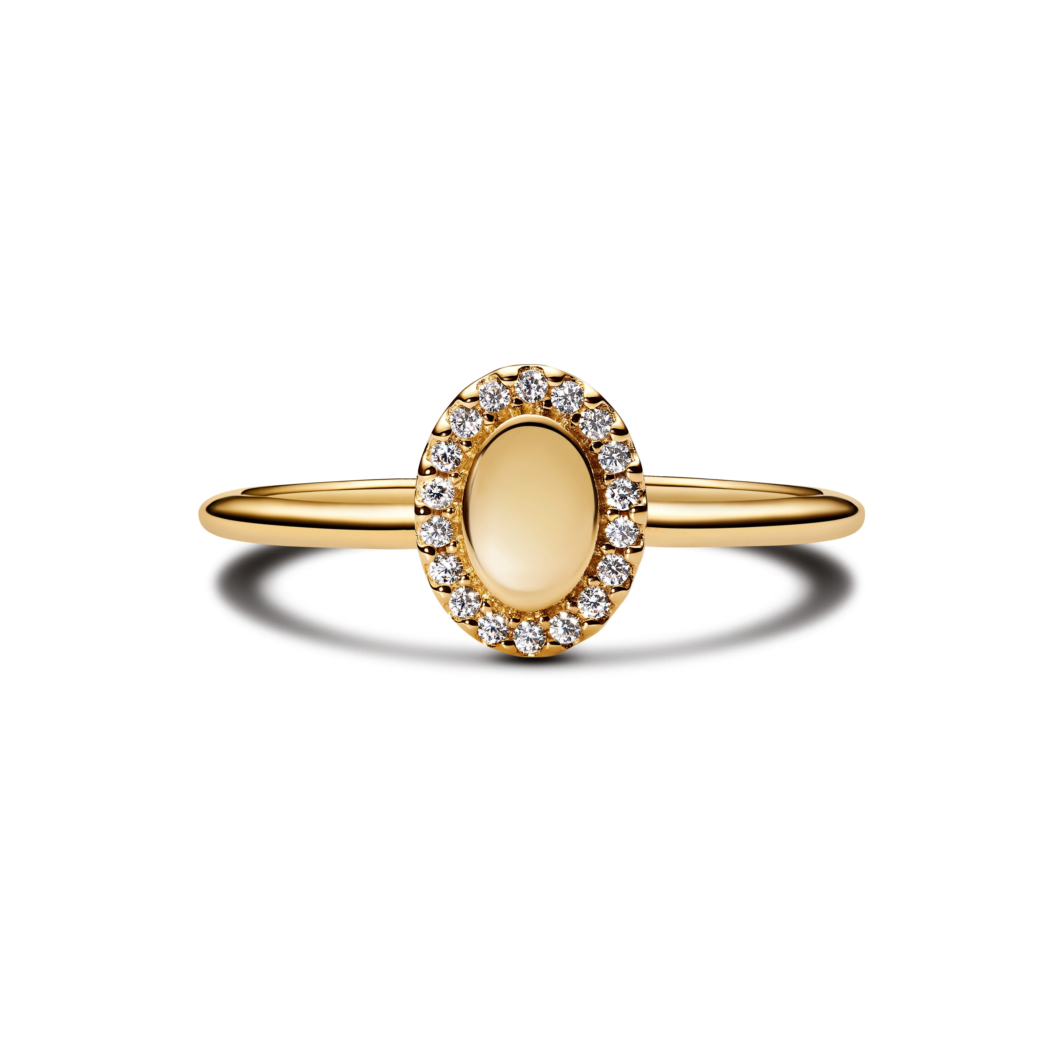 Engravable 14K Gold-Plated Ring With Clear Cubic Zirconia - Image 3