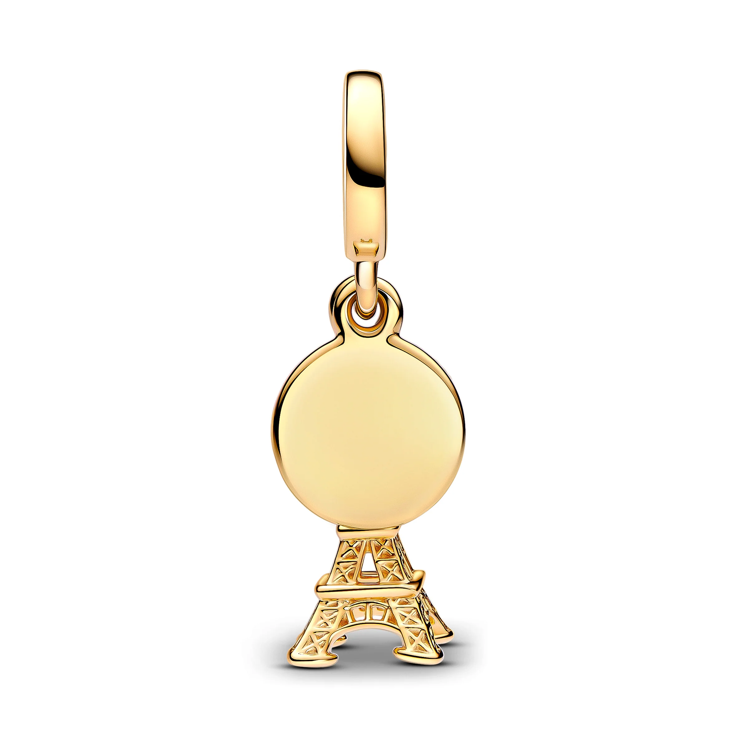 Engravable Eiffel Tower 14K Gold-Plated Dangle With 0.009 Ct Tw Ghi Vs2+ Round Brilliant Good-Very Good Lab-Grown Diamond - Image 3