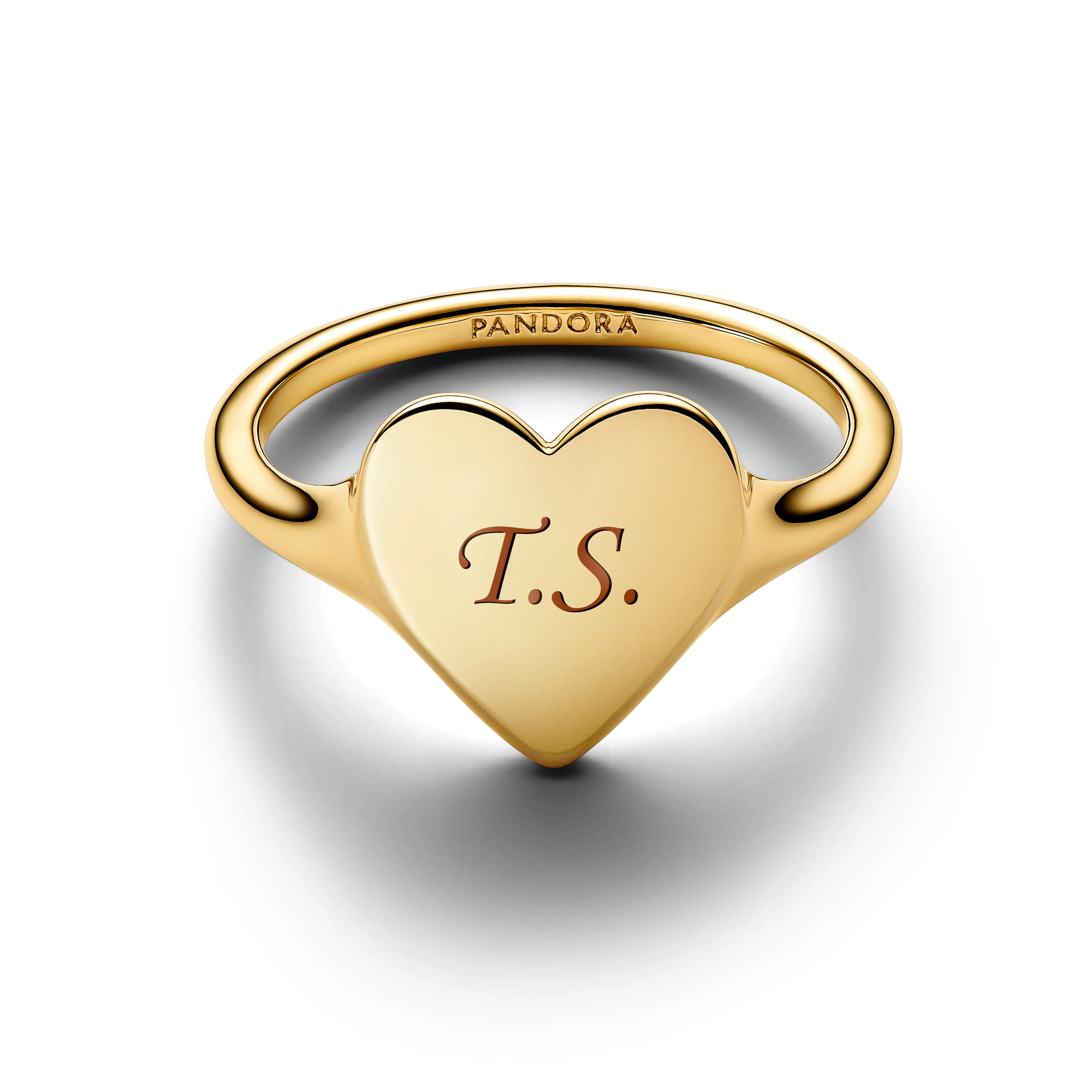 Engravable Heart 14K Gold-Plated Ring - Image 3