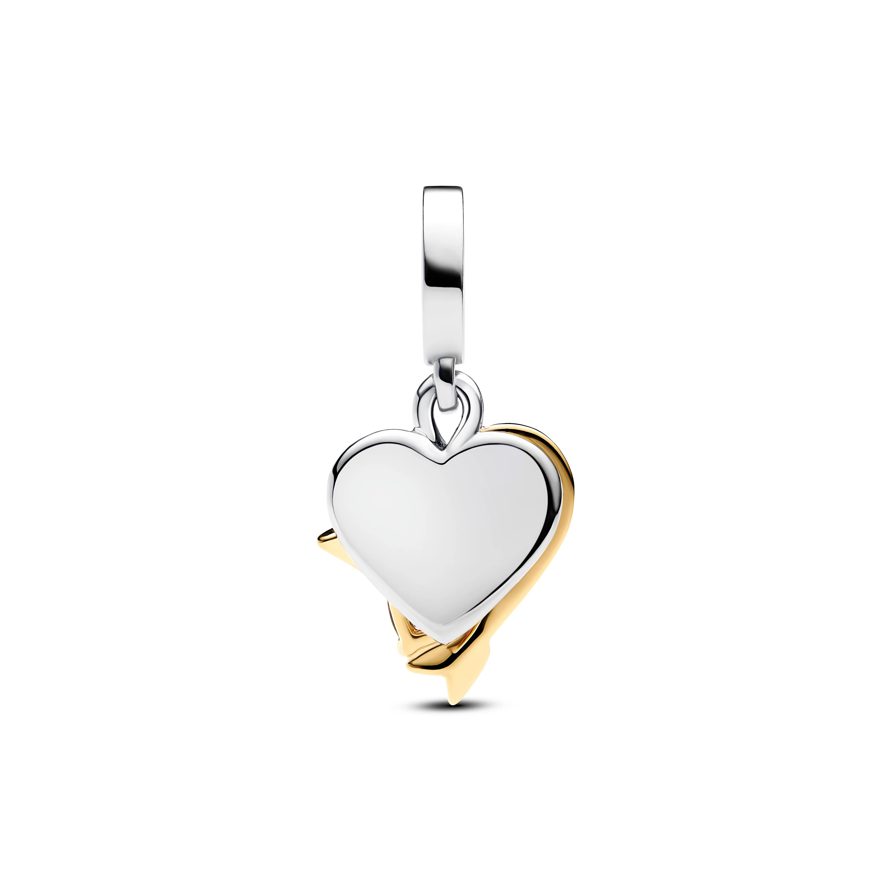 Engravable Heart And Arrow Sterling Silver And 14K Gold-Plated Double Dangle With Red Cubic Zirconia - Image 4