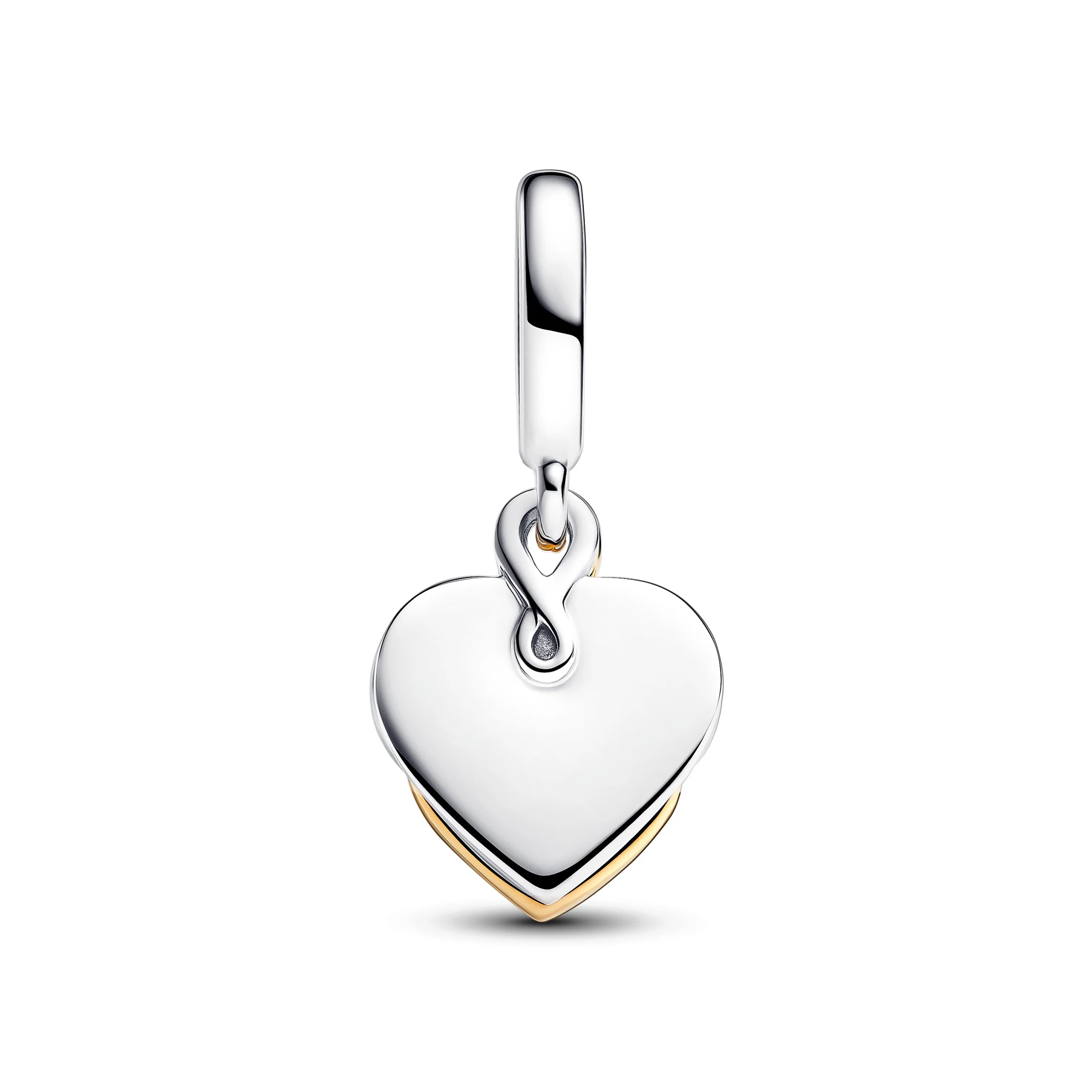 Engravable Heart Sterling Silver And 14K Gold-Plated Double Dangle With 0.009 Ct Tw Ghi Vs2+Round Brilliant-Cut Lab-Grown Diamond - Image 5