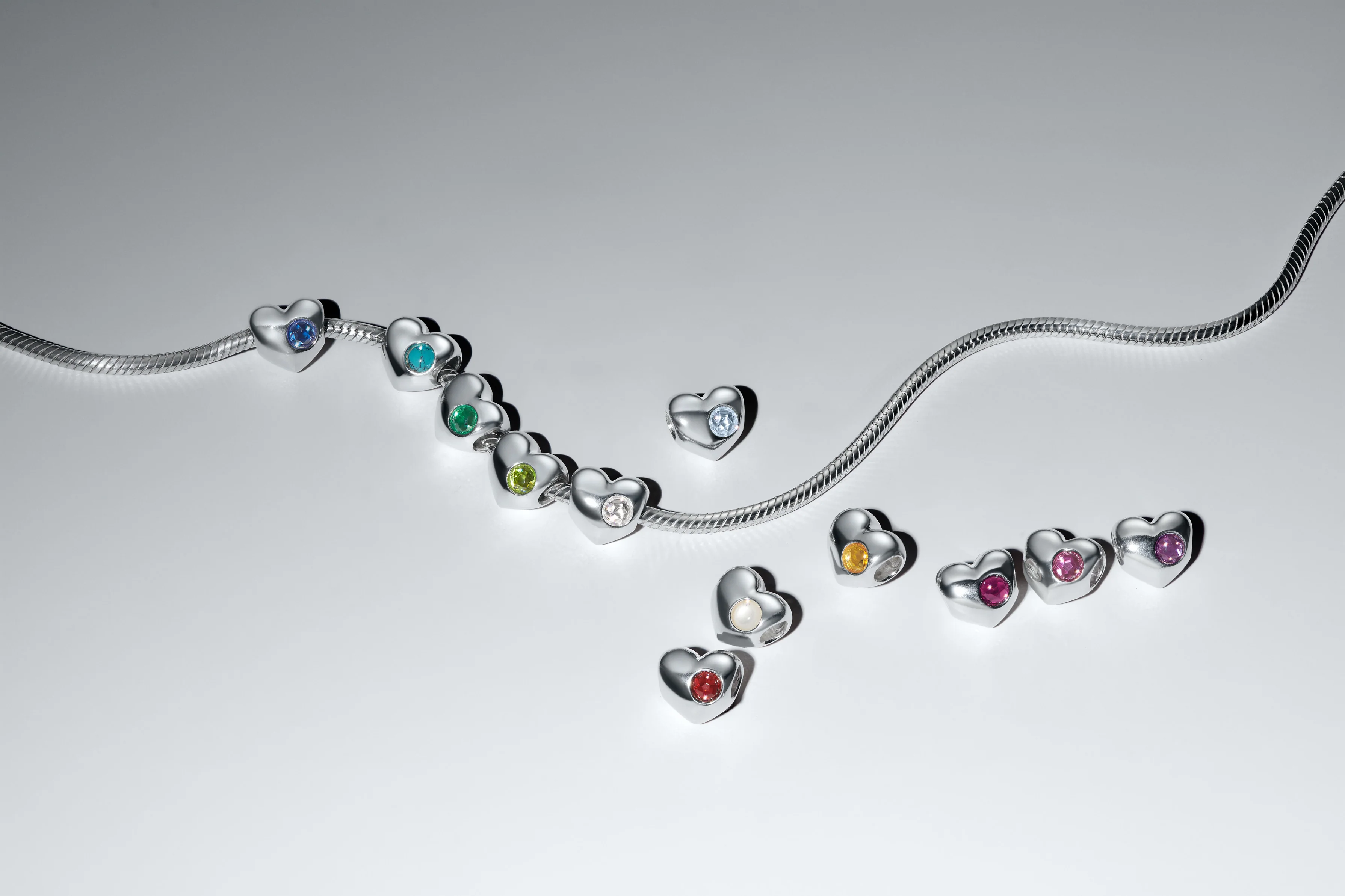 Engravable Heart Sterling Silver Charm With Clear Cubic Zirconia - Image 5