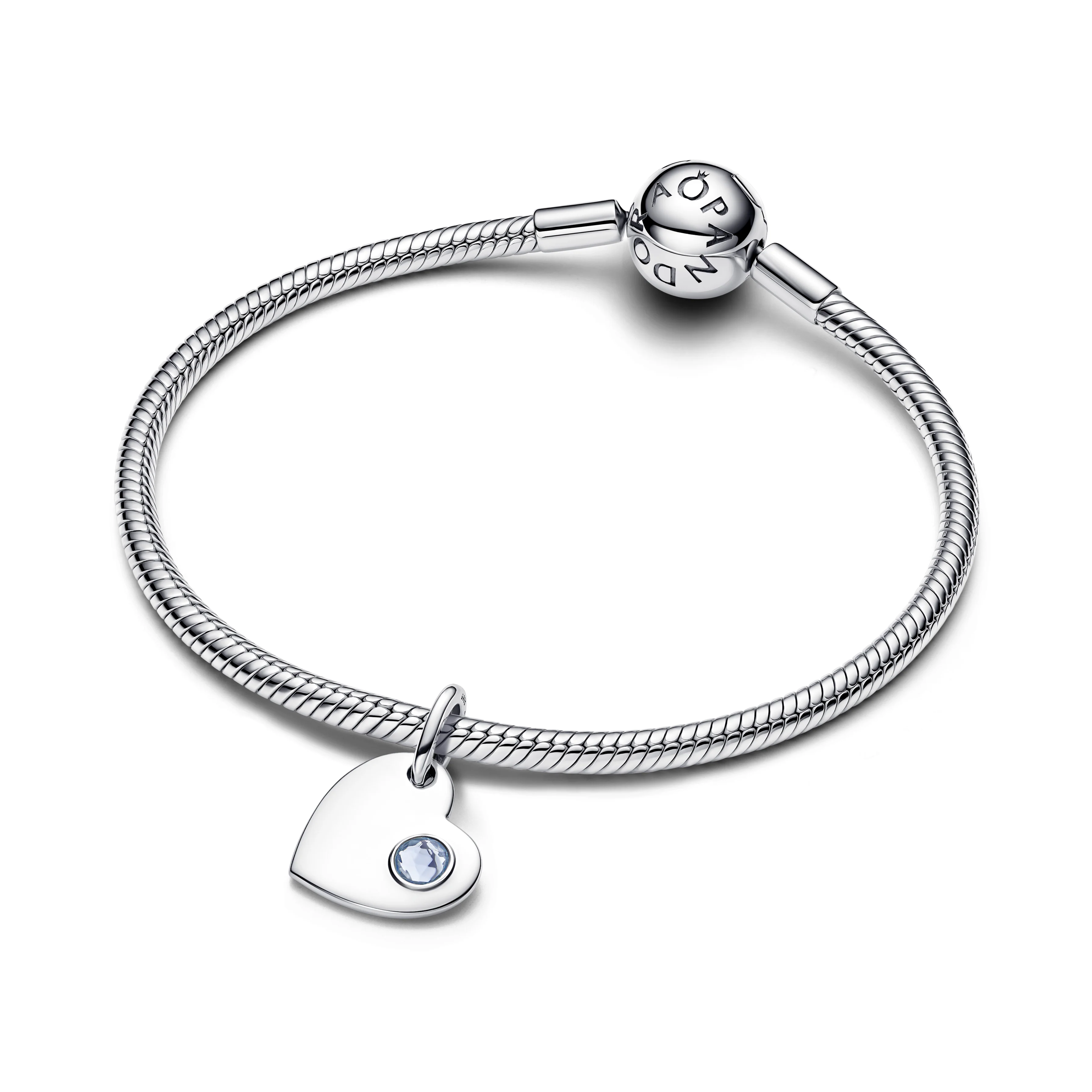 Engravable Heart Sterling Silver Dangle With Sea Aqua Blue Crystal - Image 6