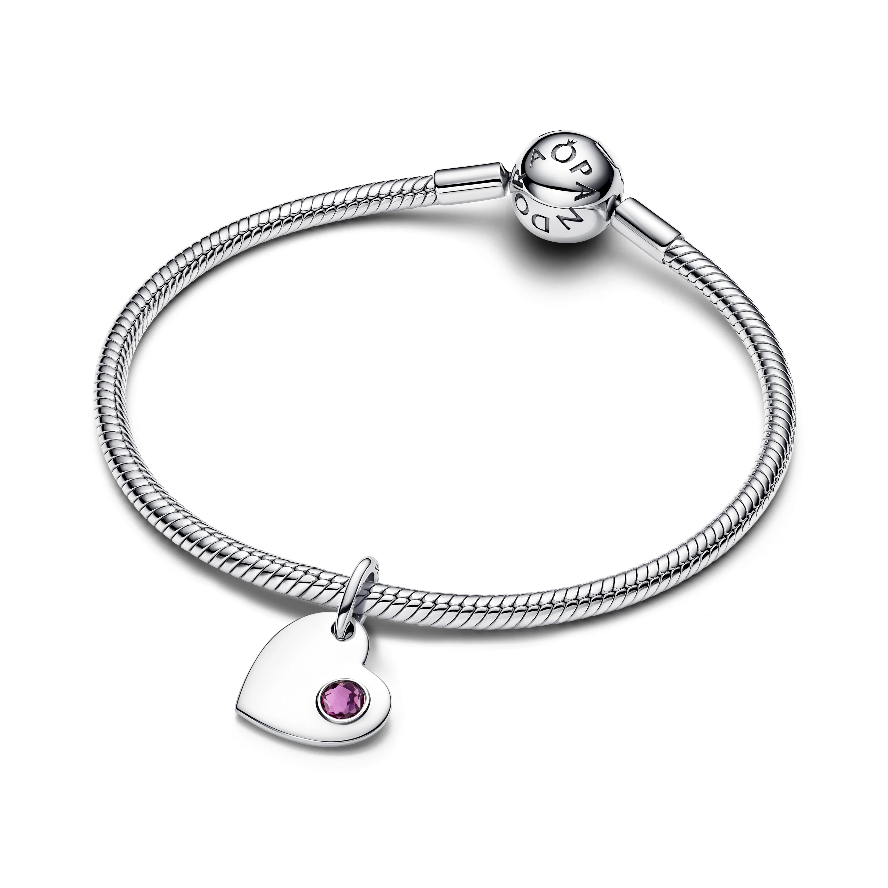 Engravable Heart Sterling Silver Dangle With Sweet Grape Purple Crystal - Image 5