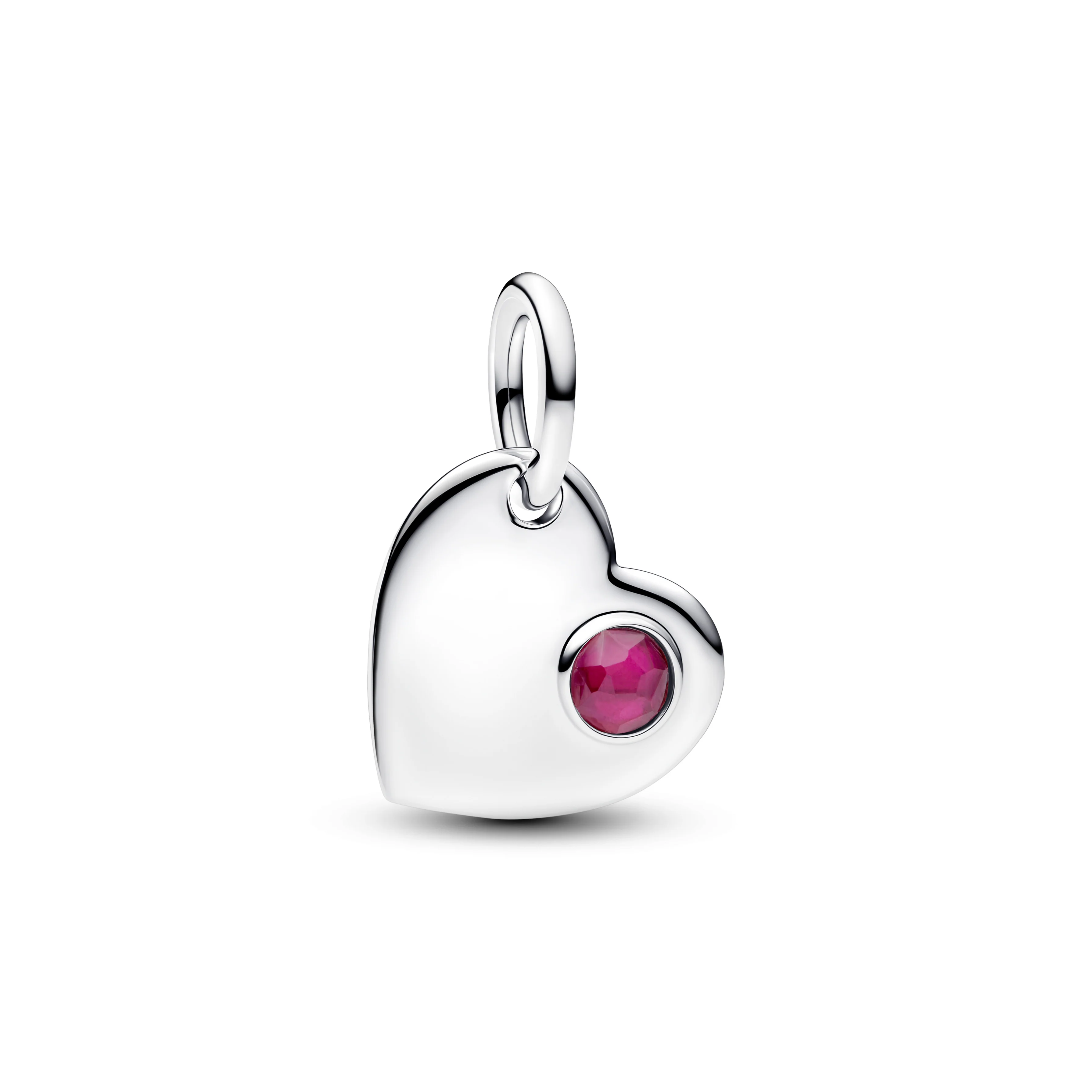 Engravable Heart Sterling Silver Dangle With True Red Crystal