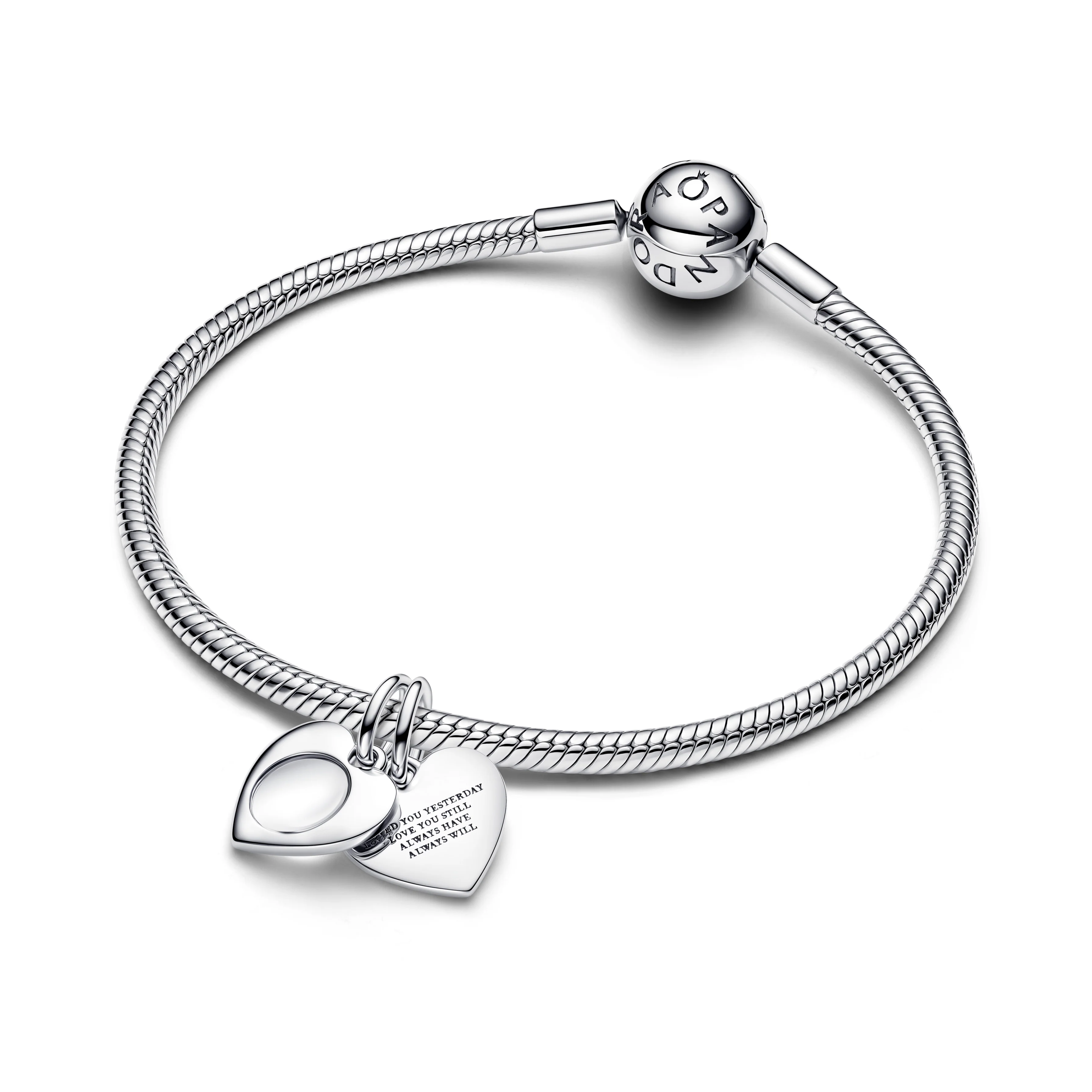 Engravable Heart Sterling Silver Double Dangle With Magnifying Glass - Image 3