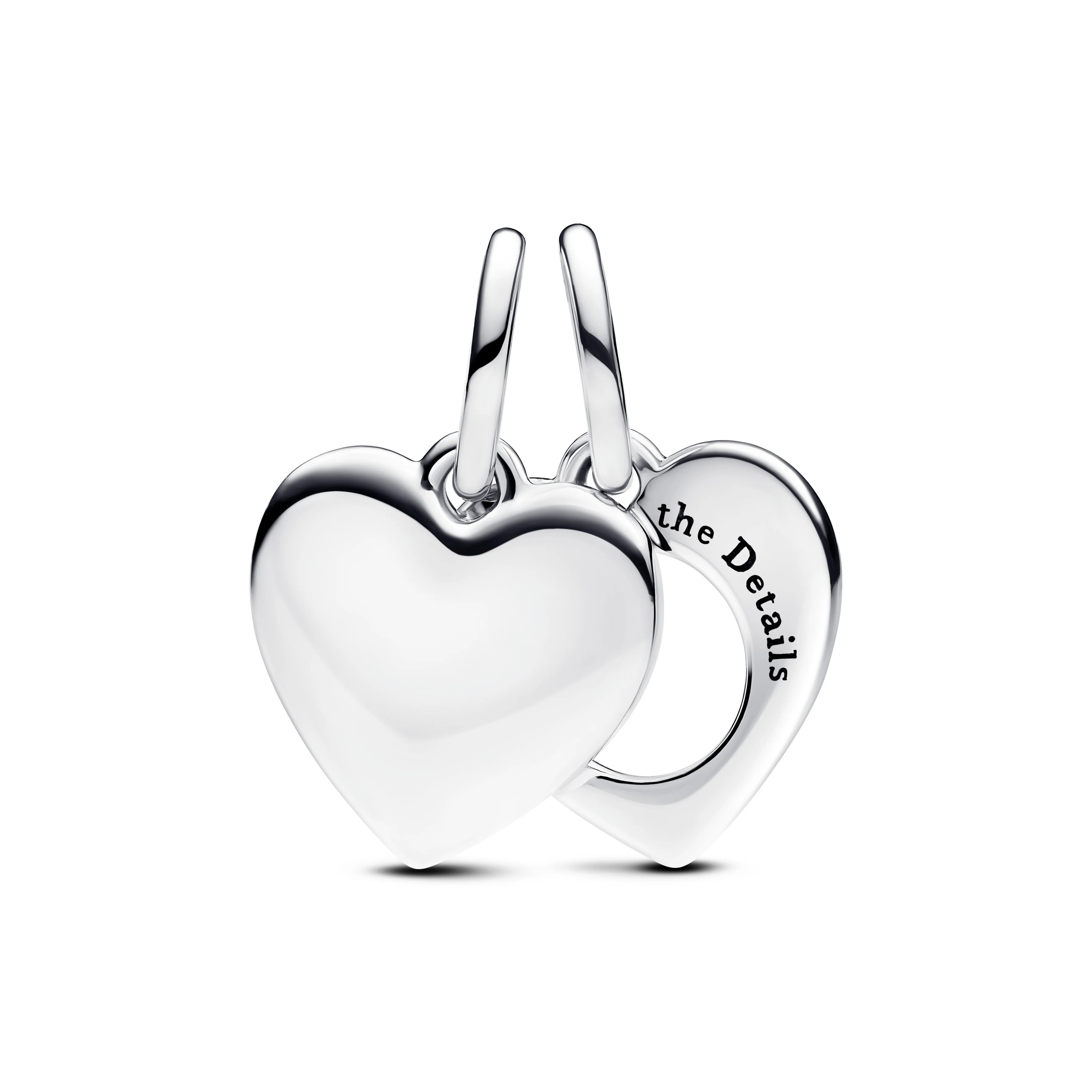 Engravable Heart Sterling Silver Double Dangle With Magnifying Glass - Image 4