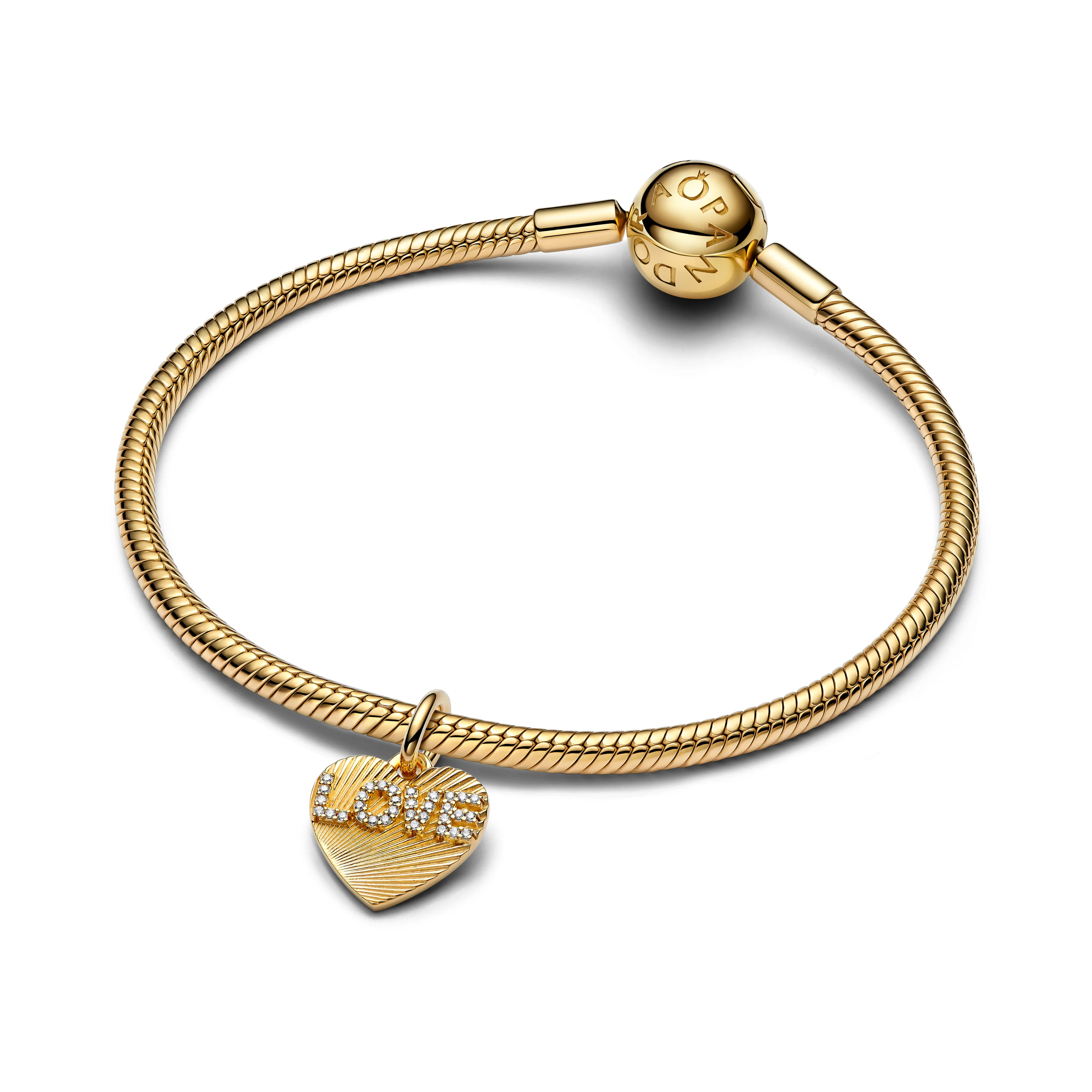 Engravable Love Heart 14K Gold-Plated Dangle With Clear Cubic Zirconia - Image 3