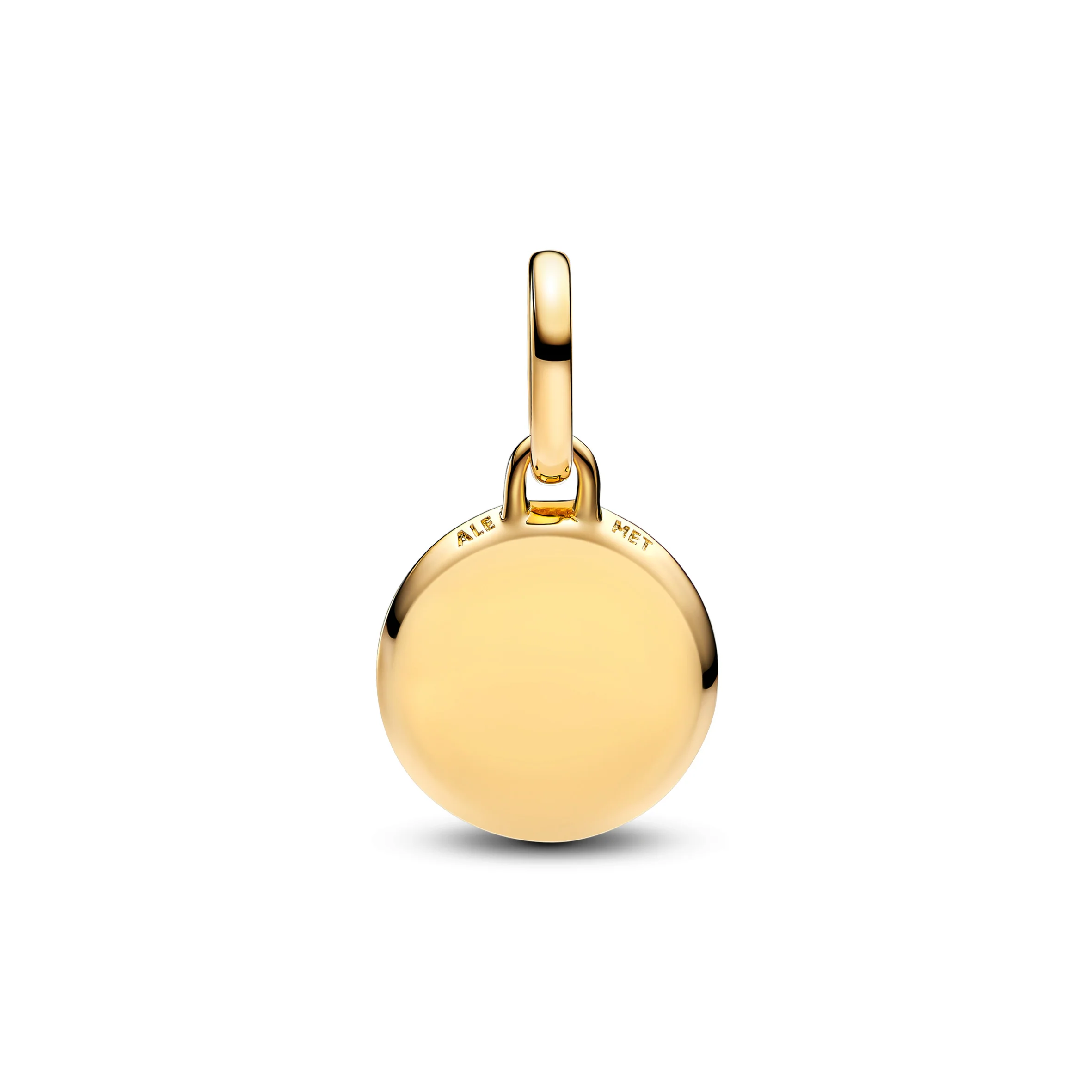 Engravable Round 14K Gold-Plated Mini Medallion With Man-Made Imitation Of Malachite - Image 4