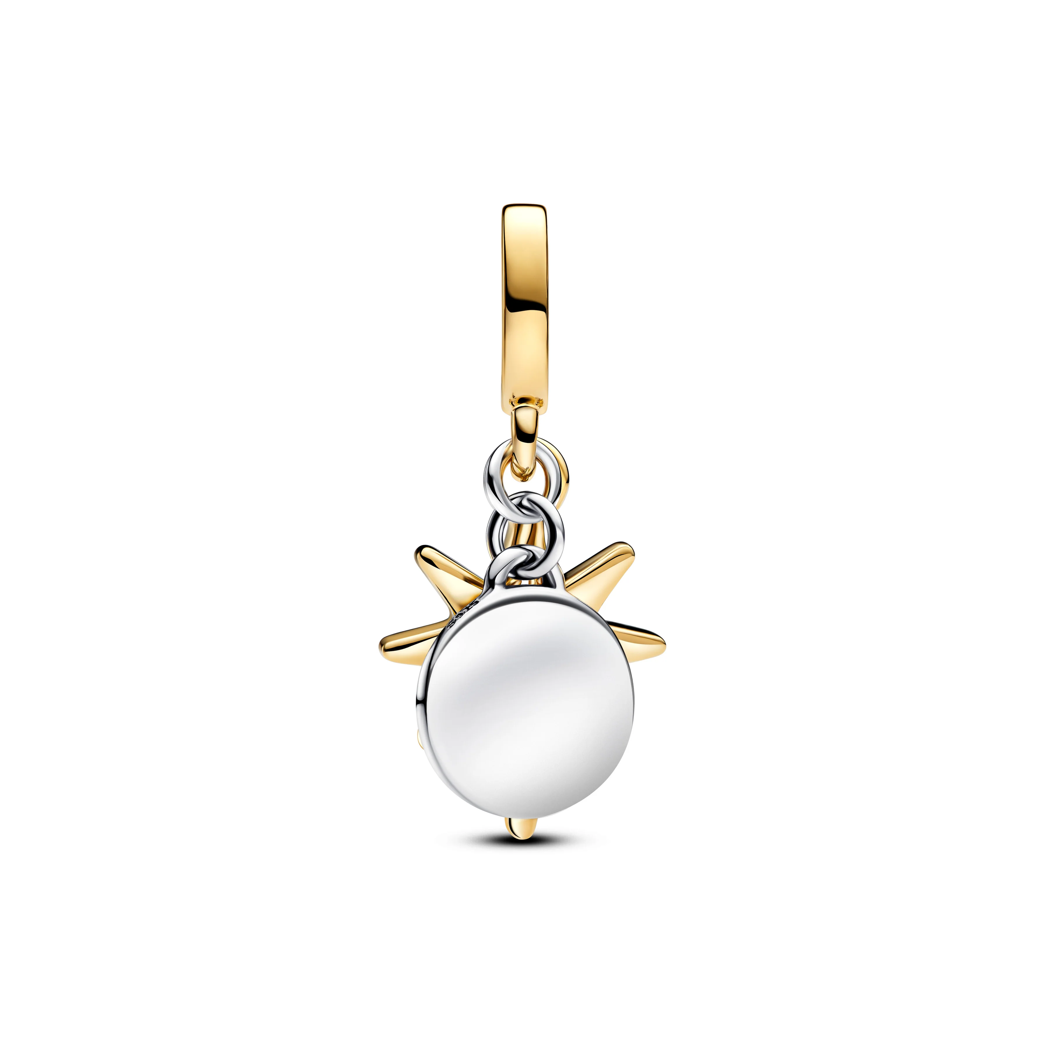 Engravable Star Sterling Silver And 14K Gold Plated Double Dangle With 0.016 Ct Tw G-I Vs2+ Round Brilliant Lab-Grown Diamond - Image 3