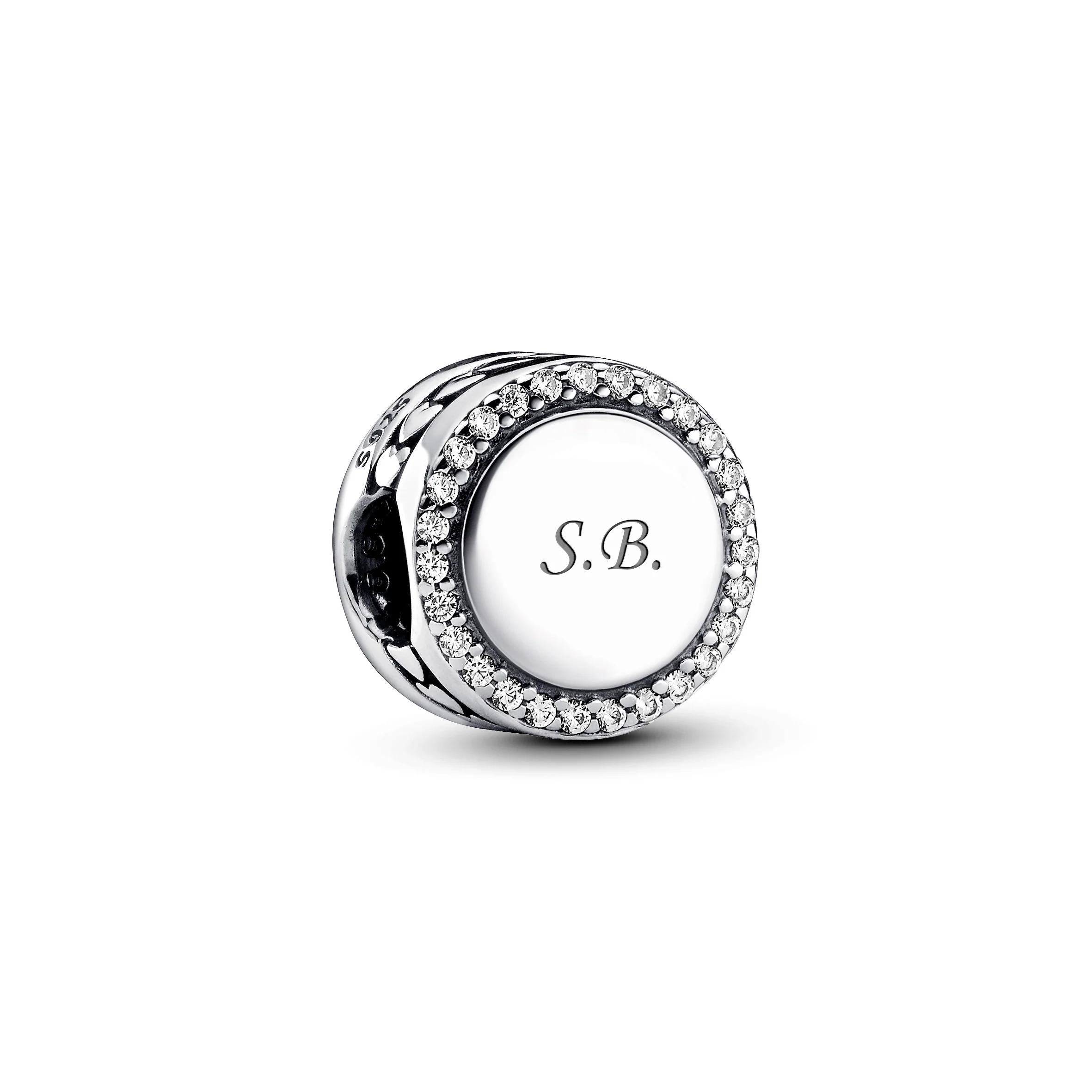 Engravable Sterling Silver Charm With Clear Cubic Zirconia - Image 6