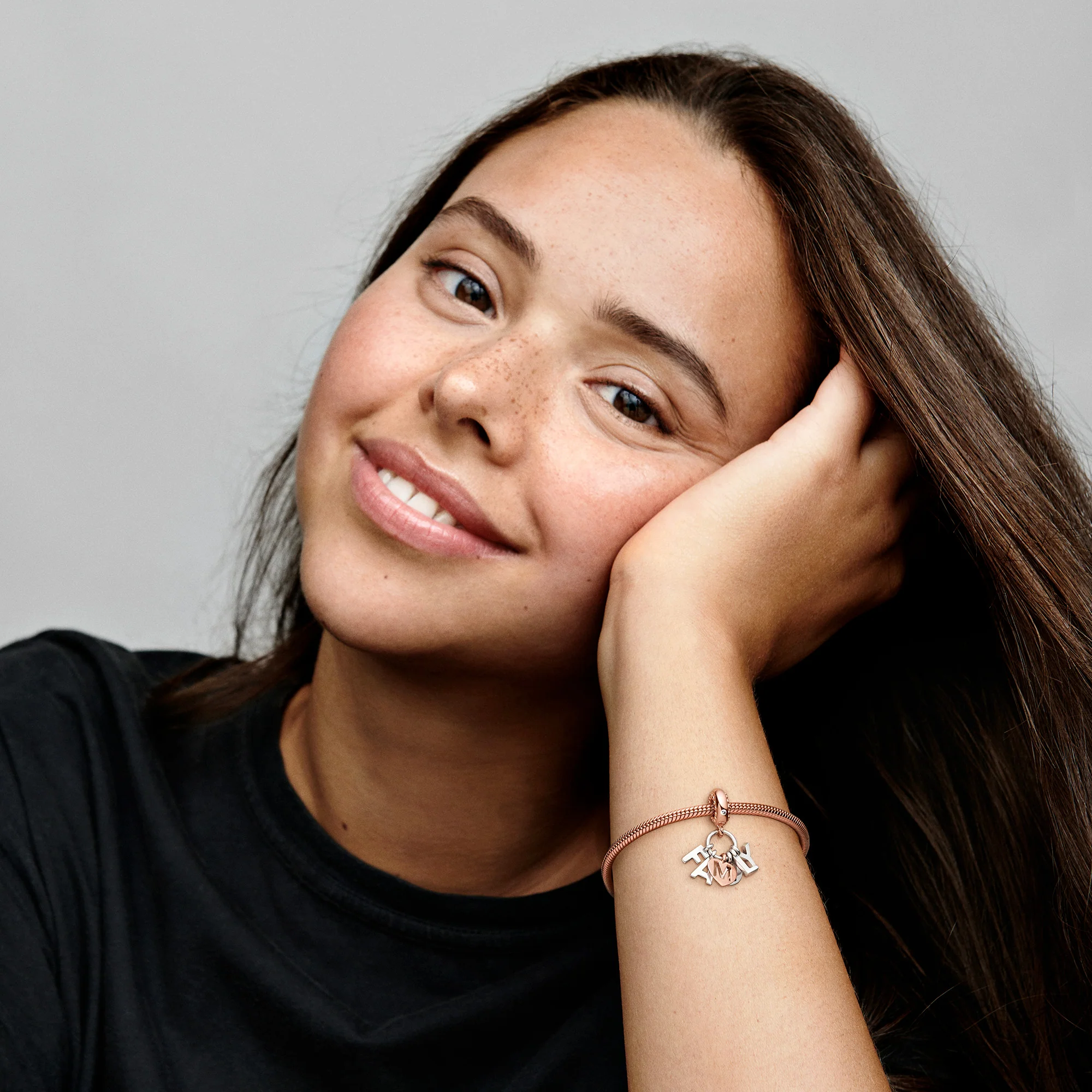 Family 14K Rose Gold-Plated And Silver Dangle With Clear Cubic Zirconia - Image 2