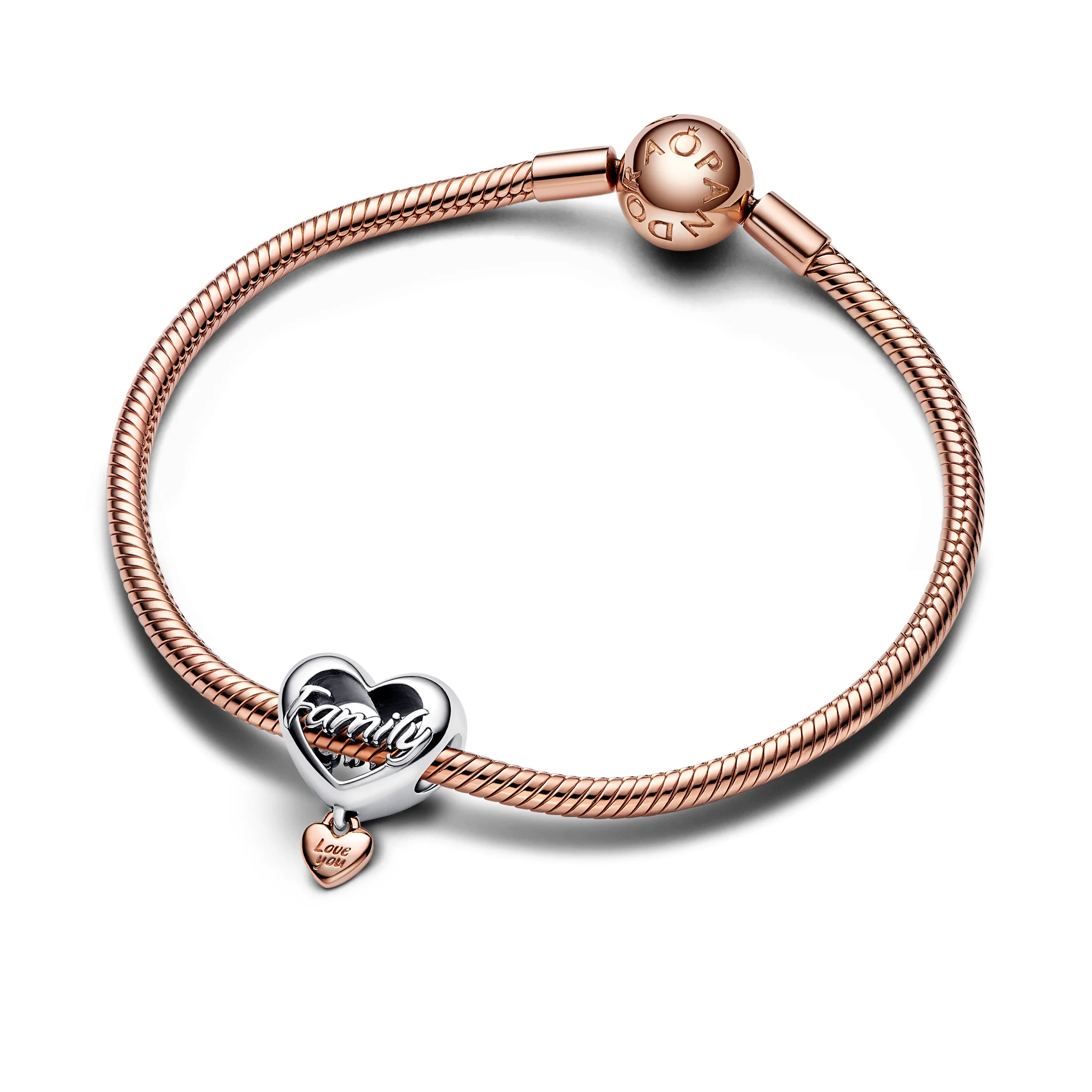 Family Heart Sterling Silver And 14K Rose Gold-Plated Charm - Image 3