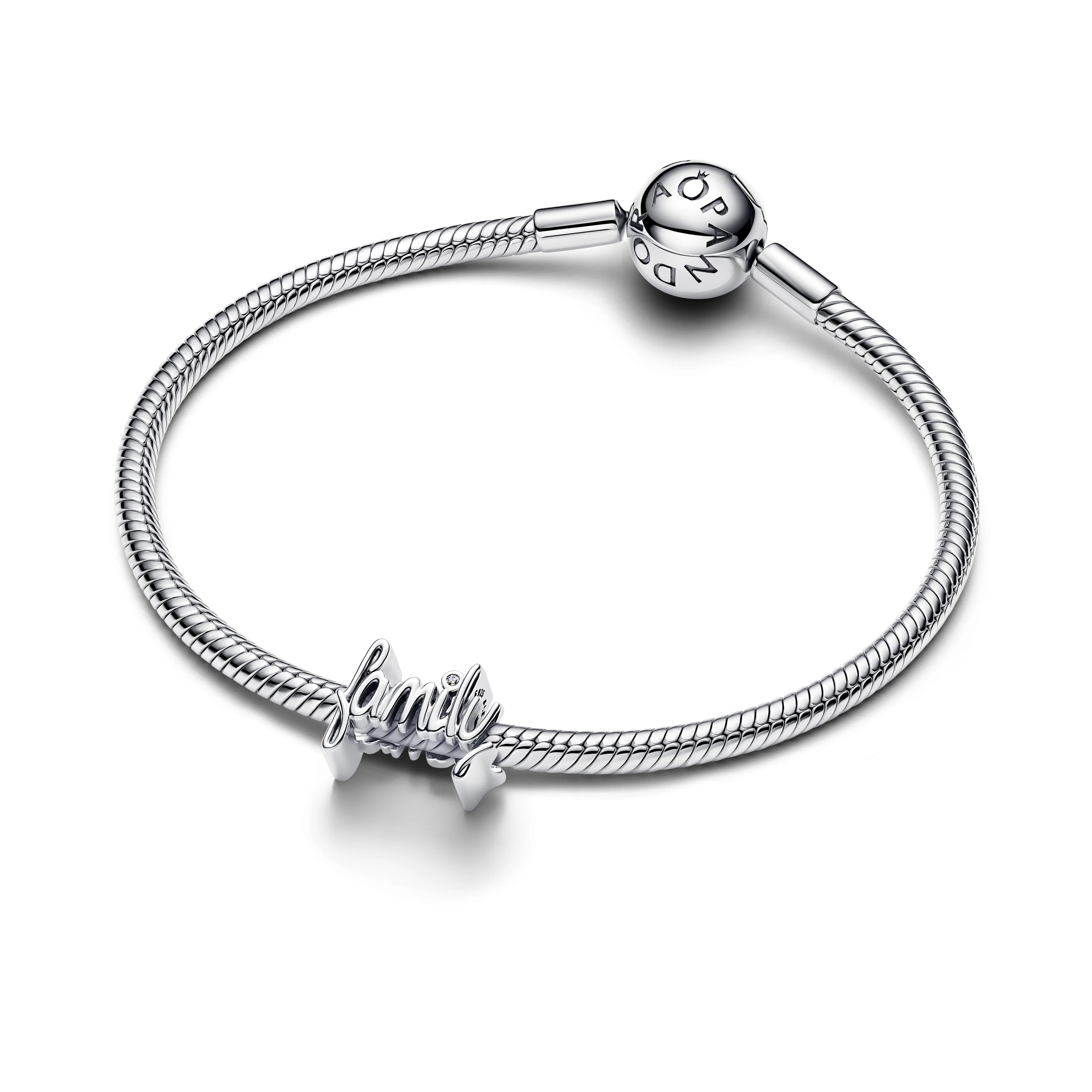 Family Sterling Silver Charm With Clear Cubic Zirconia - Image 3