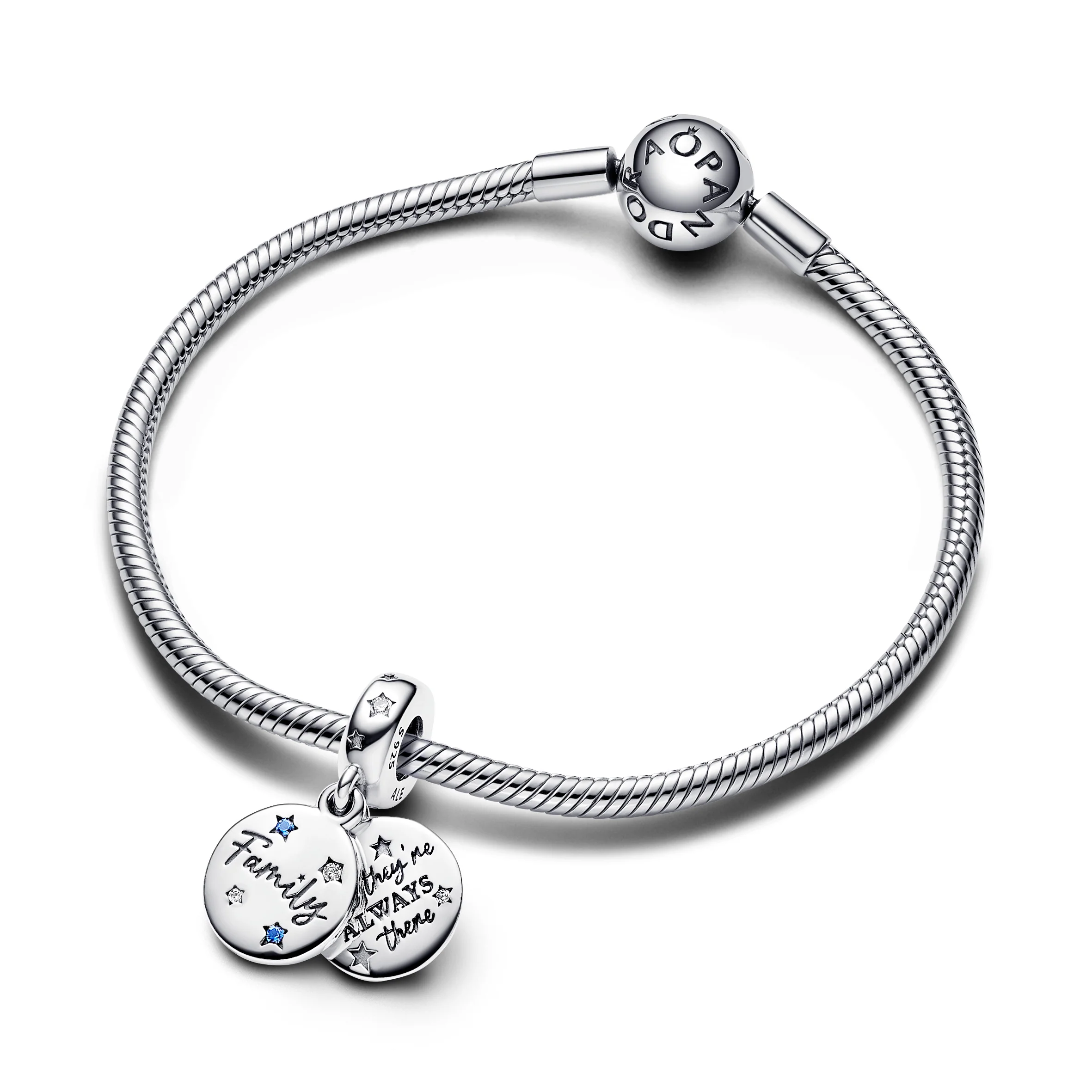Family Sterling Silver Double Dangle With Stellar Blue Crystal And Clear Cubic Zirconia - Image 4