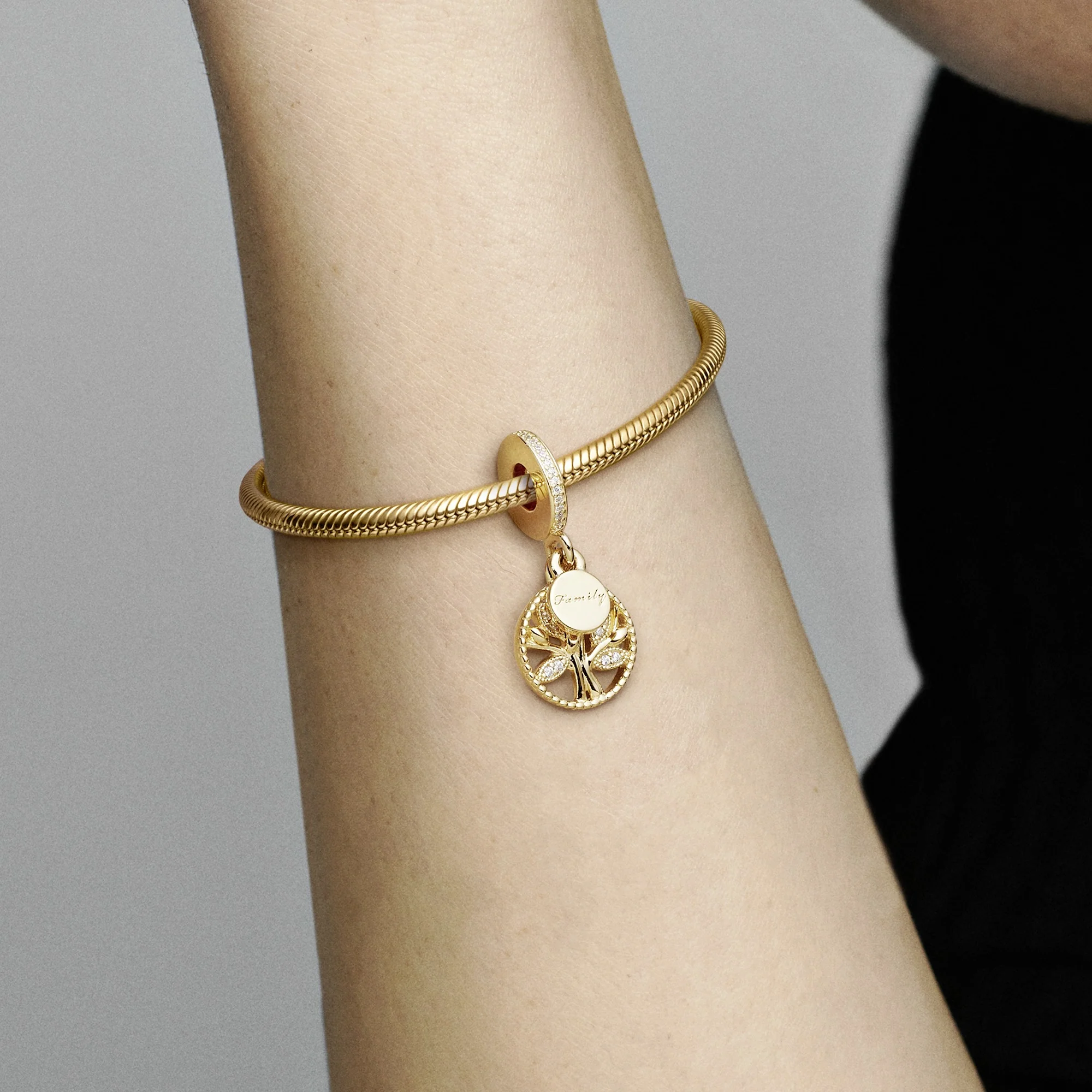 Family Tree 14K Gold-Plated Dangle With Clear Cubic Zirconia - Image 2