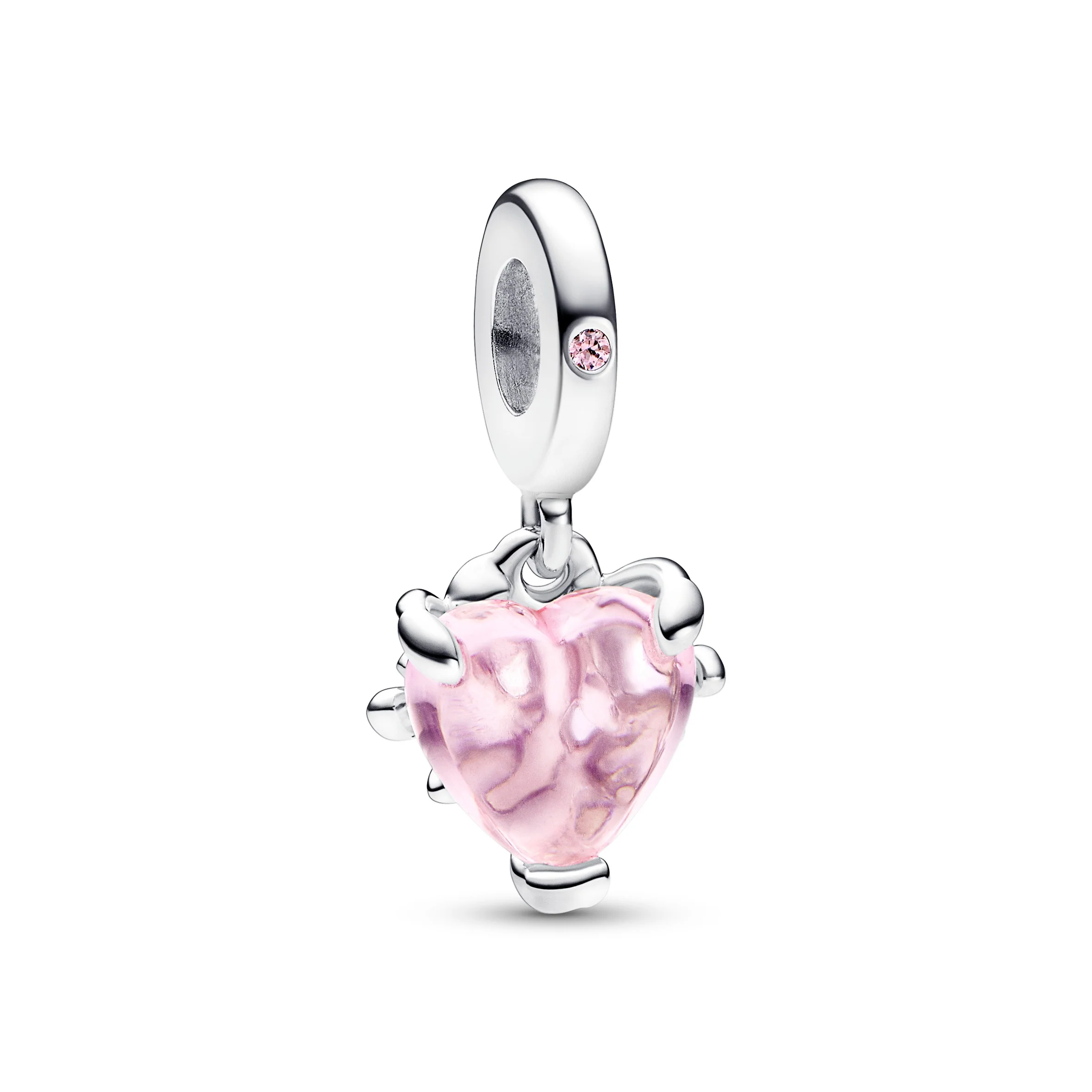 Family Tree Sterling Silver Dangle With Fancy Fairy Tale Pink Cubic Zirconia And Rose Shadow Pink Crystal