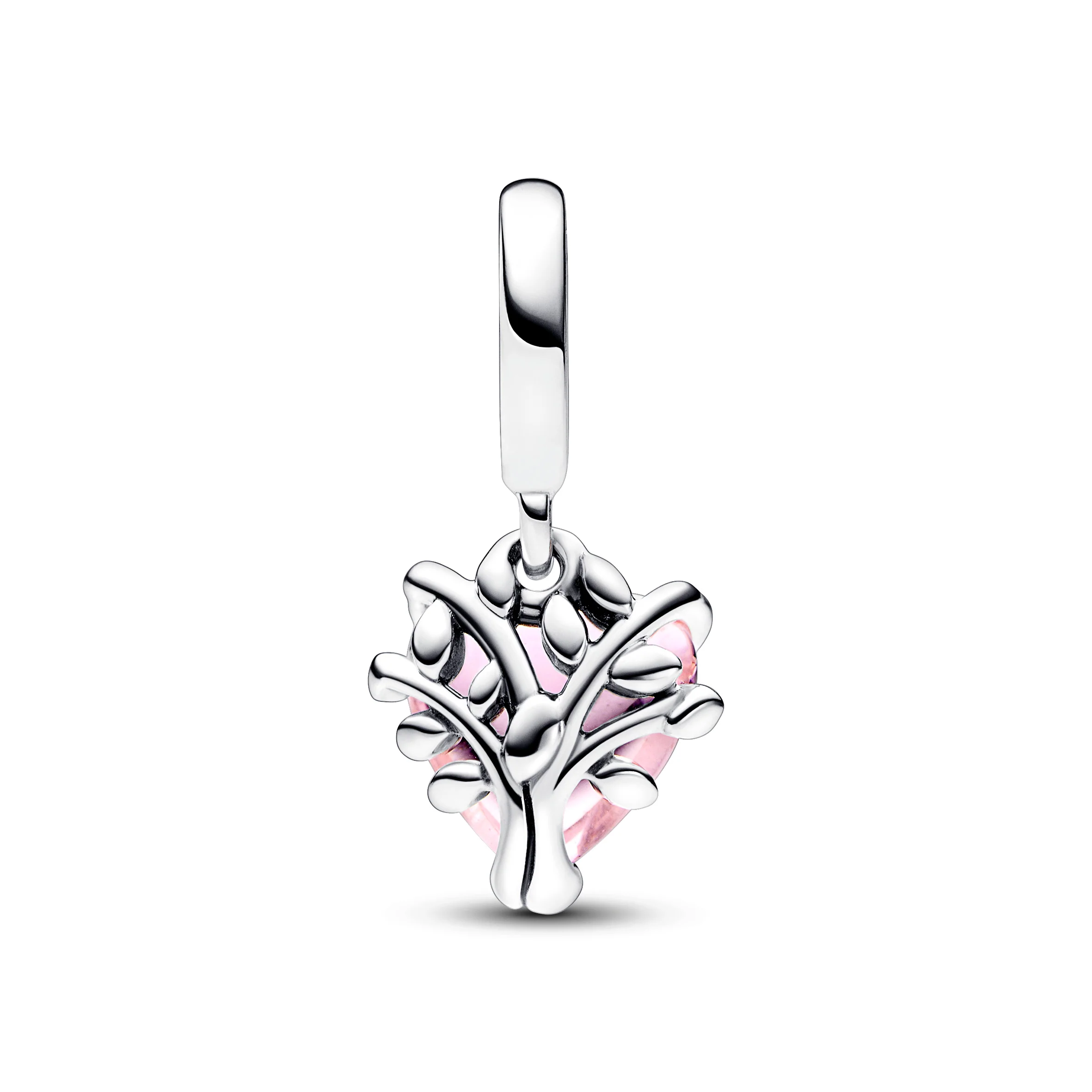 Family Tree Sterling Silver Dangle With Fancy Fairy Tale Pink Cubic Zirconia And Rose Shadow Pink Crystal - Image 3