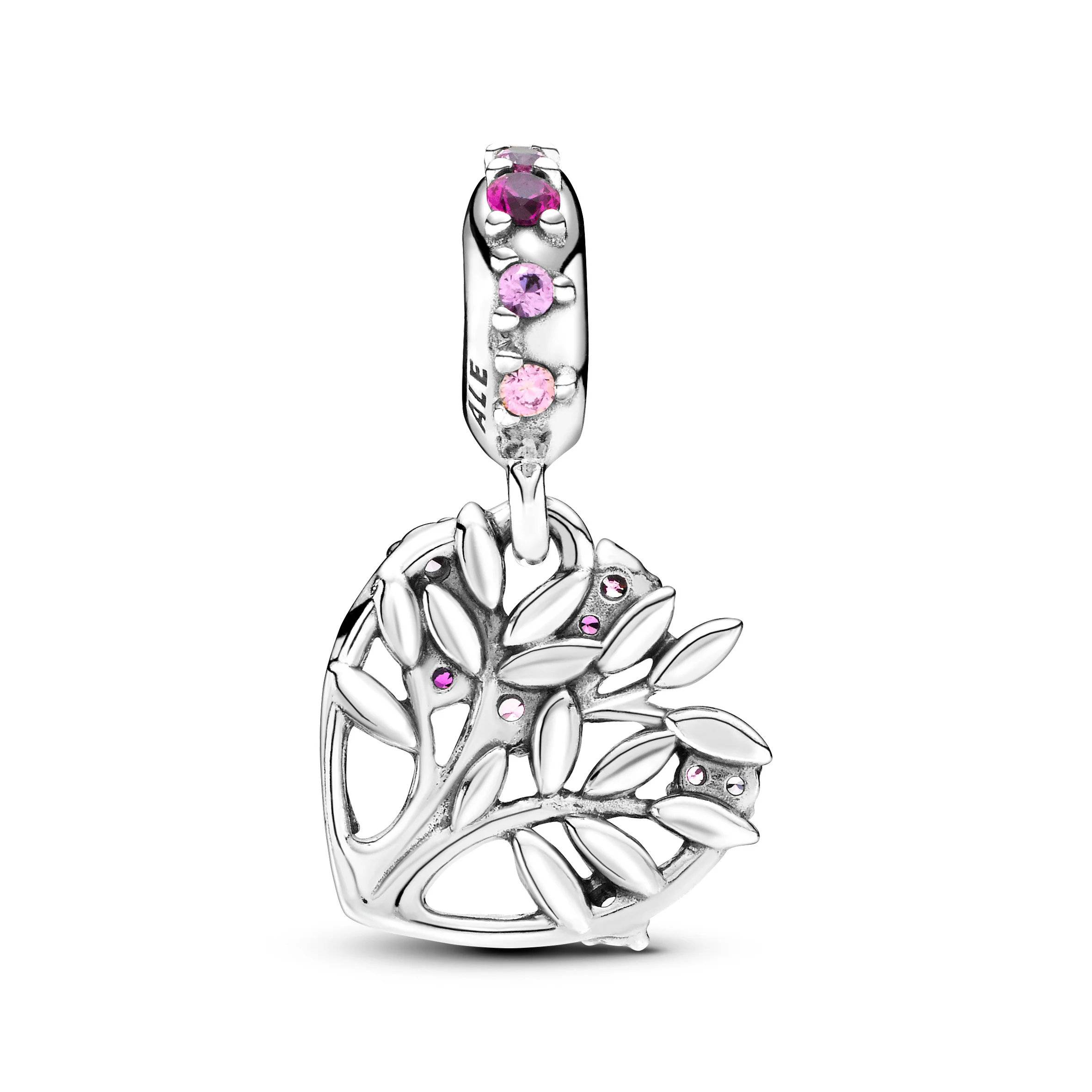 Family Tree Sterling Silver Dangle With Fancy Fairy Tale Pink Cubic Zirconia, Synthetic Pink Sapphire And Synthetic Ruby - Image 5