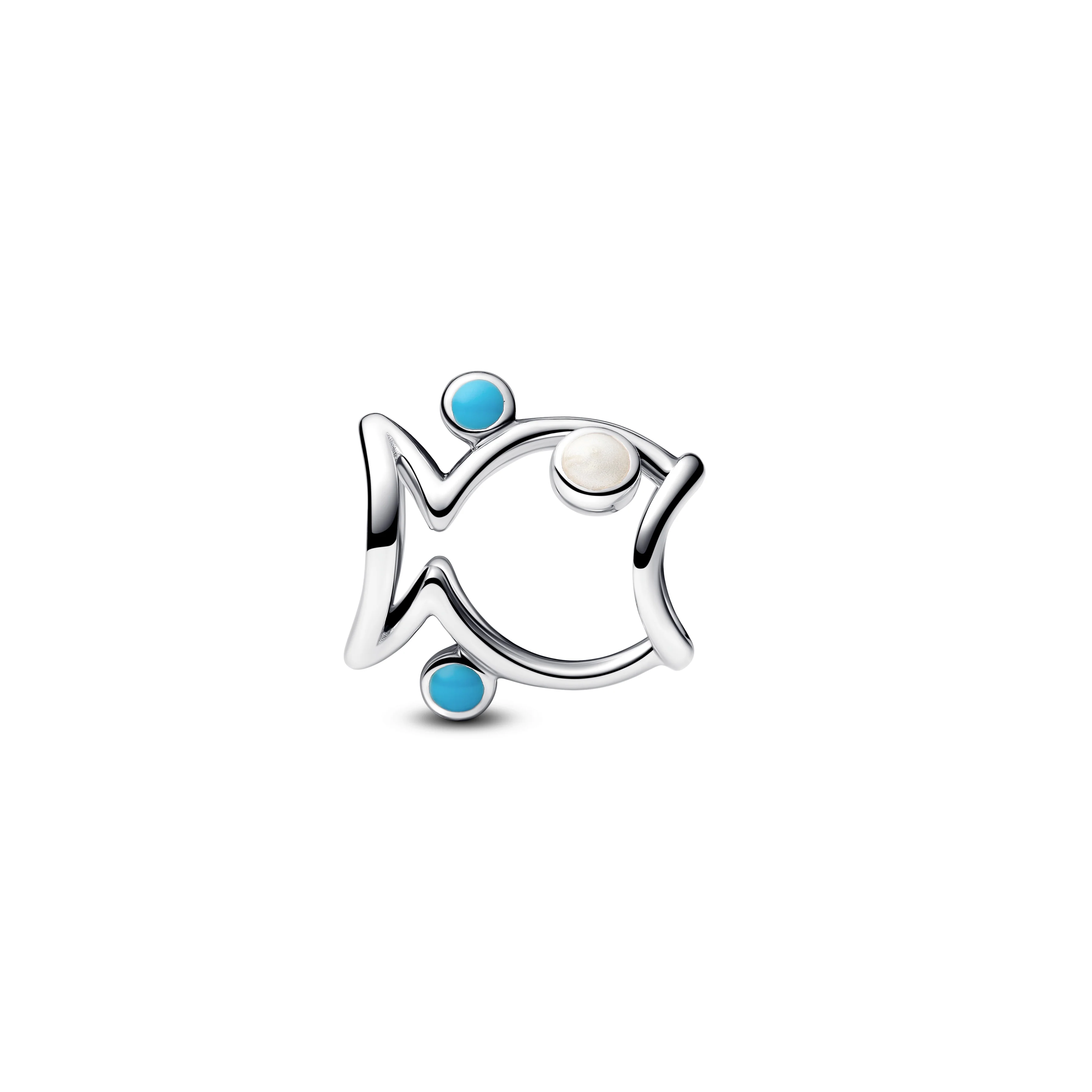 Fish Sterling Silver Charm With Shimmering White And Turquoise Enamel - Image 4