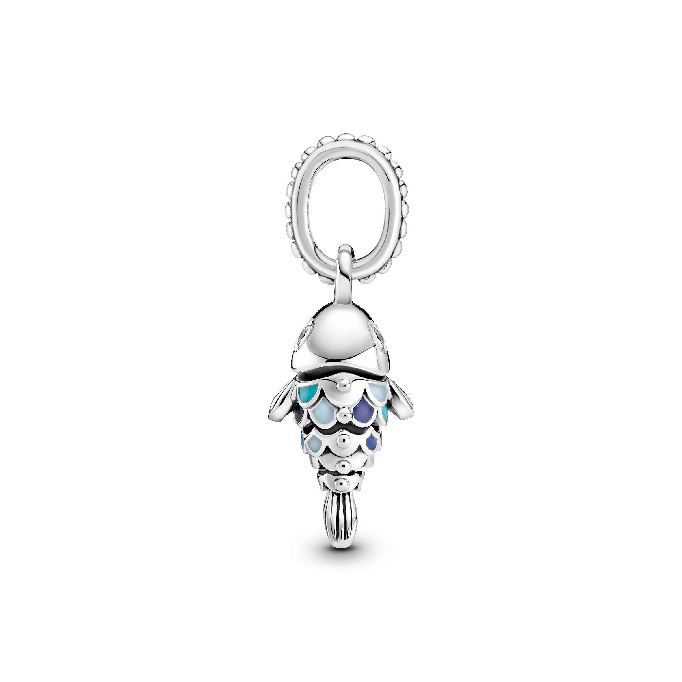 Fish Sterling Silver Dangle With Clear Cubic Zirconia, True Navy, Capri Blue And Pastel Blue Enamel - Image 3