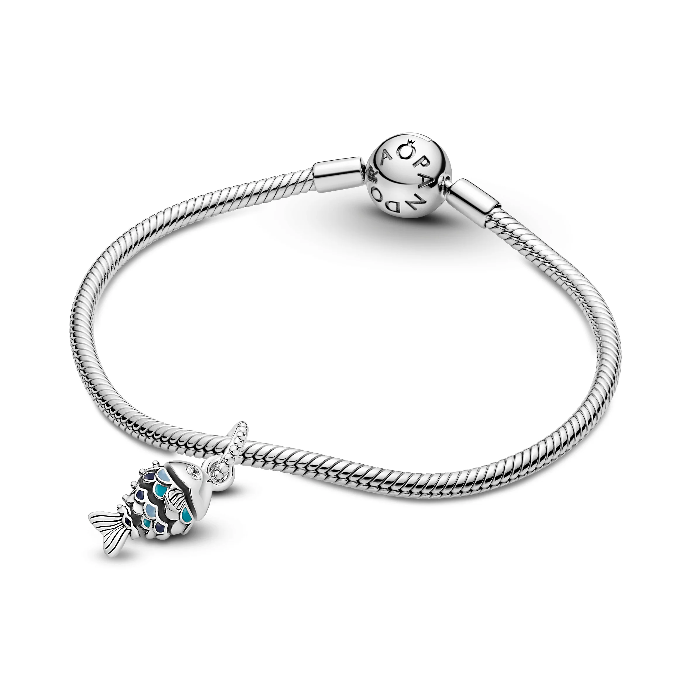 Fish Sterling Silver Dangle With Clear Cubic Zirconia, True Navy, Capri Blue And Pastel Blue Enamel - Image 5