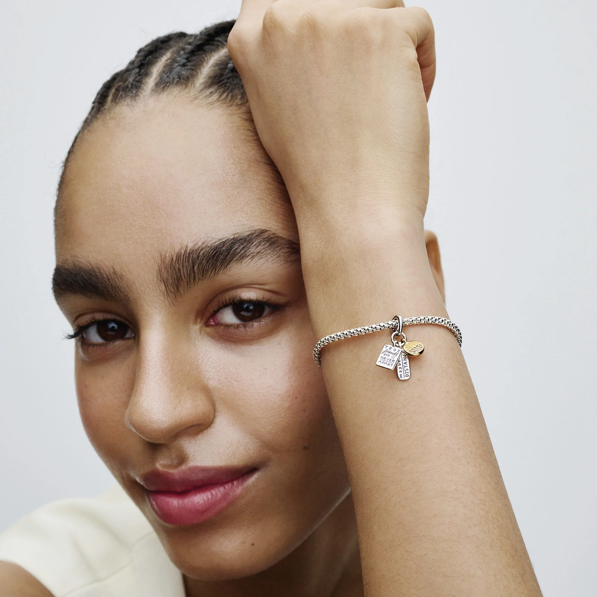 Friendship Sterling Silver And 14K Gold-Plated Dangle With Clear Cubic Zirconia - Image 2