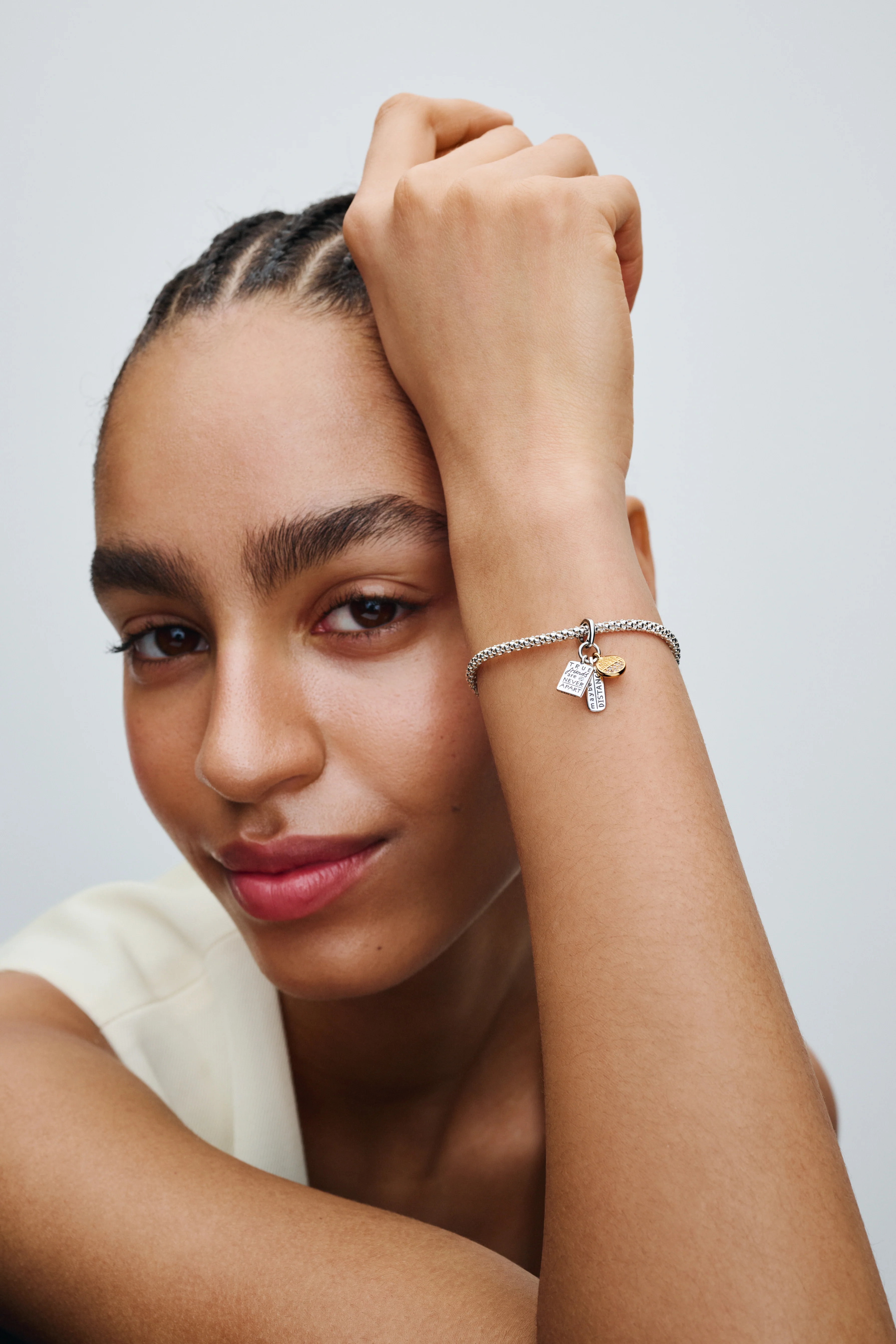 Friendship Sterling Silver And 14K Gold-Plated Dangle With Clear Cubic Zirconia - Image 3