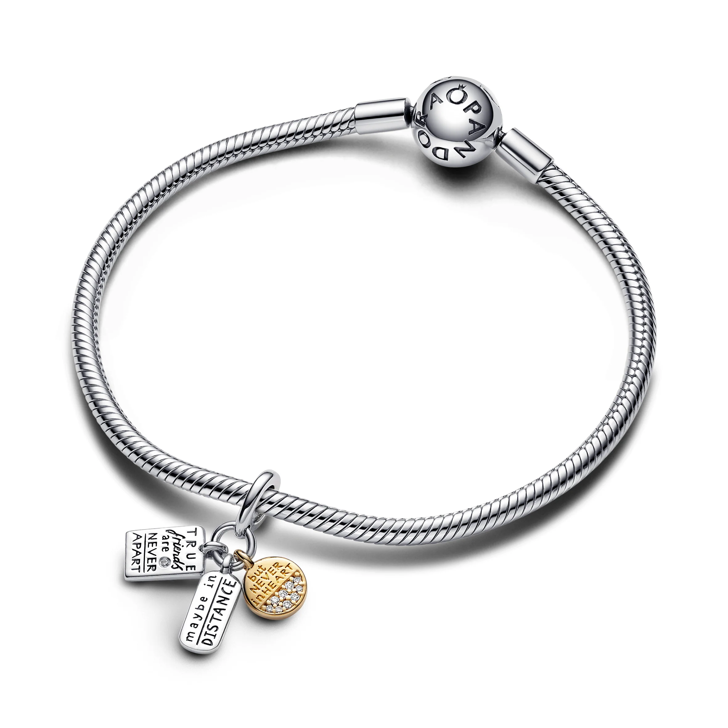 Friendship Sterling Silver And 14K Gold-Plated Dangle With Clear Cubic Zirconia - Image 5
