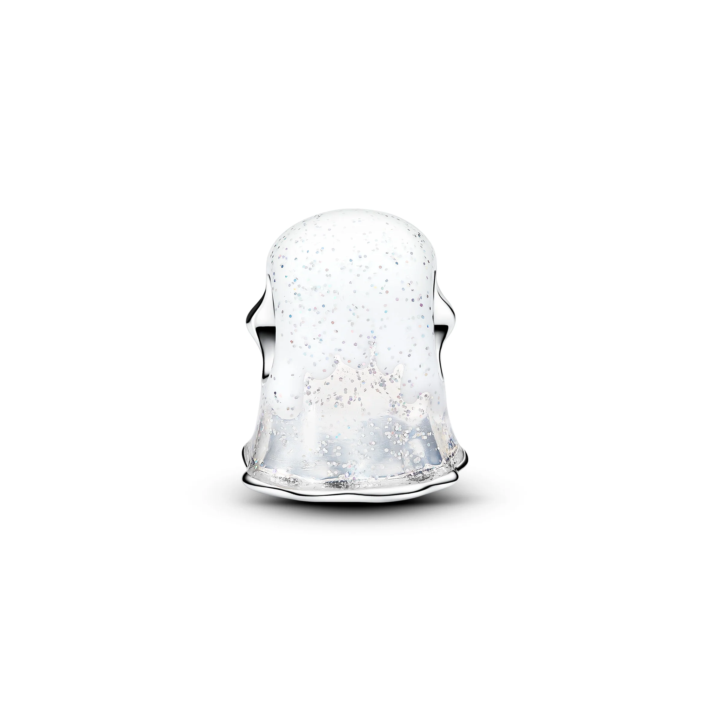 Ghost Sterling Silver Charm With Black Crystal And Shimmering White Glow In The Dark Enamel - Image 3