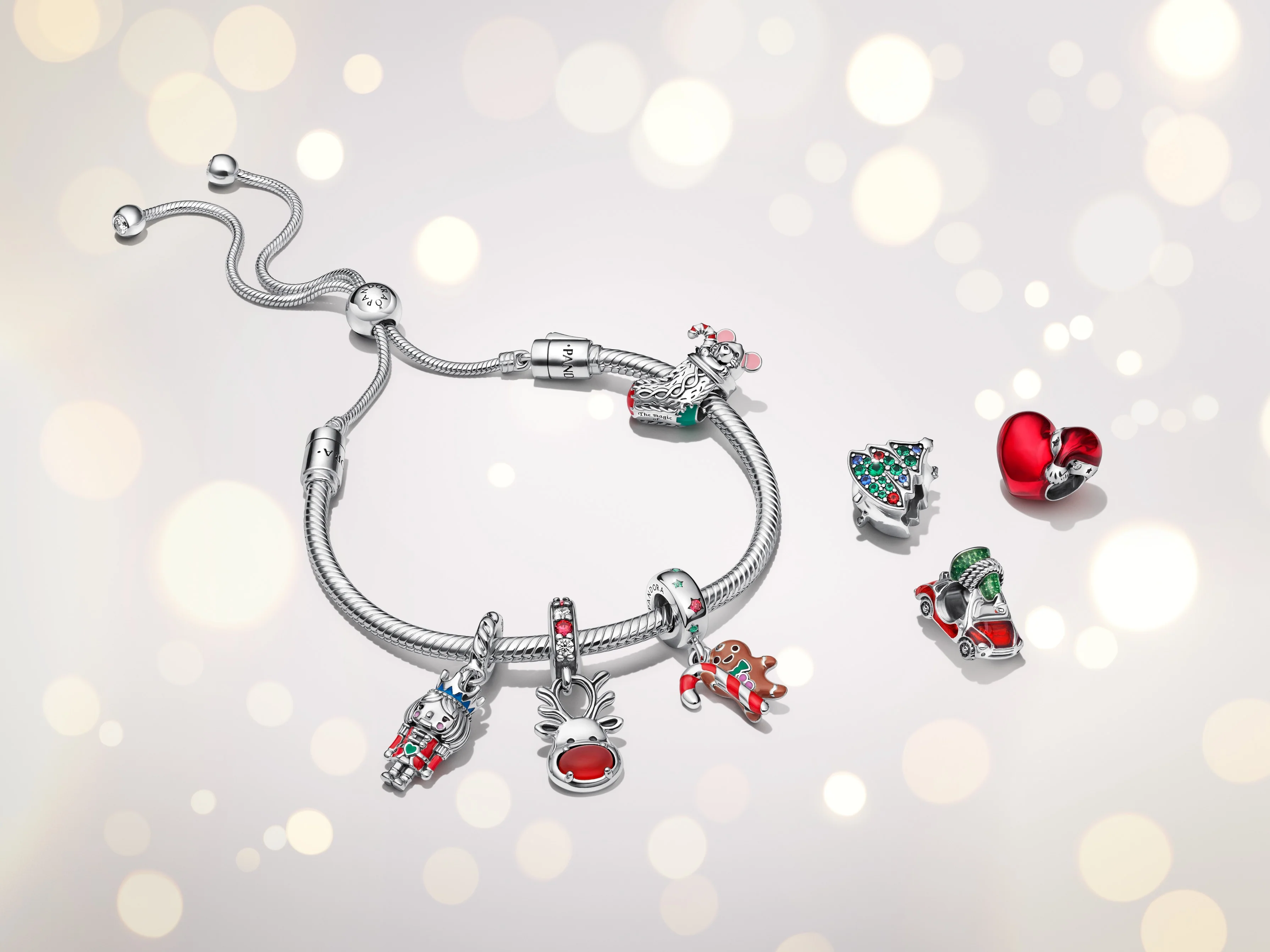 Ginger Bread Man With Candy Cane Sterling Silver Dangle With Spectra Green Crystal, Red Cubic Zirconia, Red, Pink, Brown And Green Enamel - Image 5