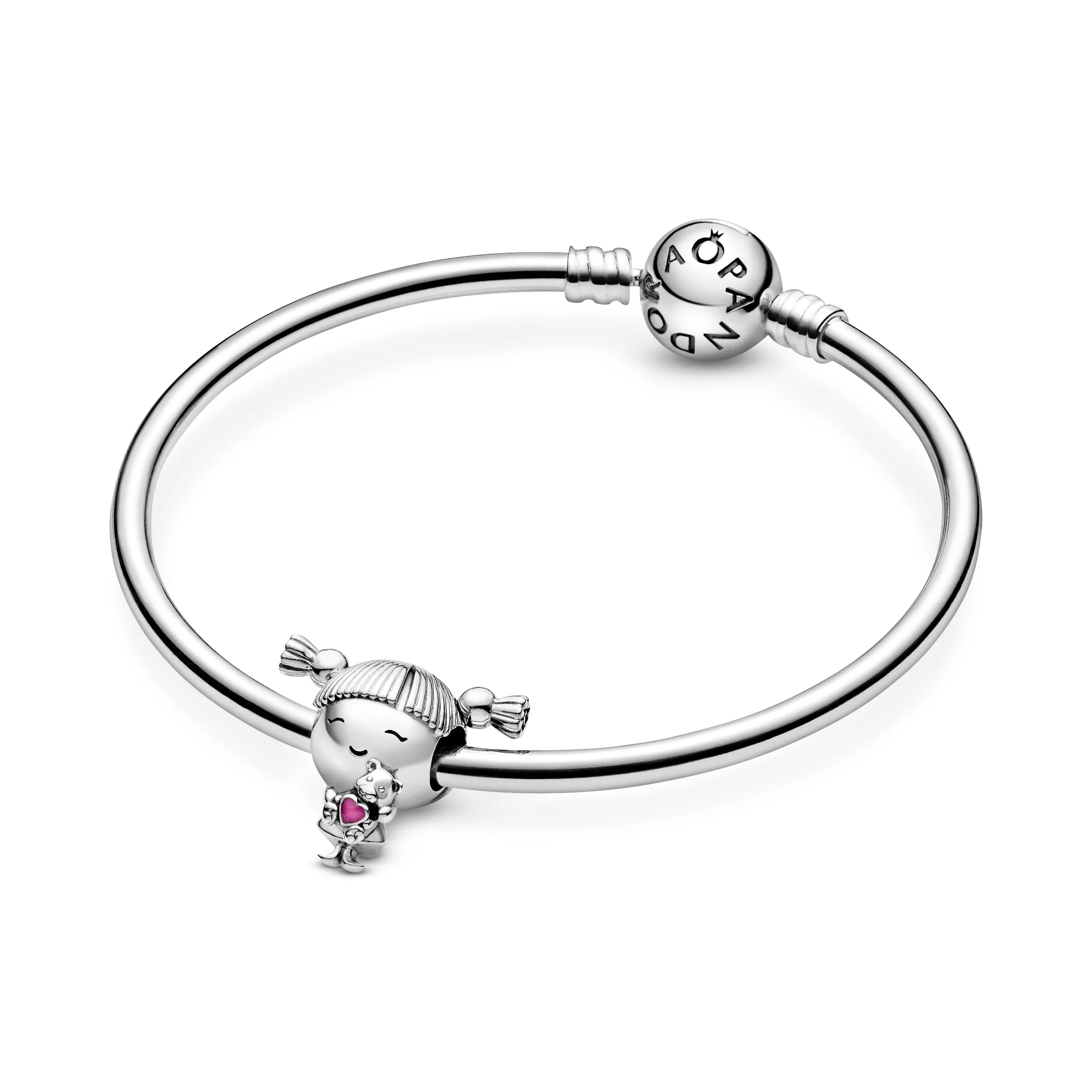 Girl Silver Charm With Pink Enamel - Image 6