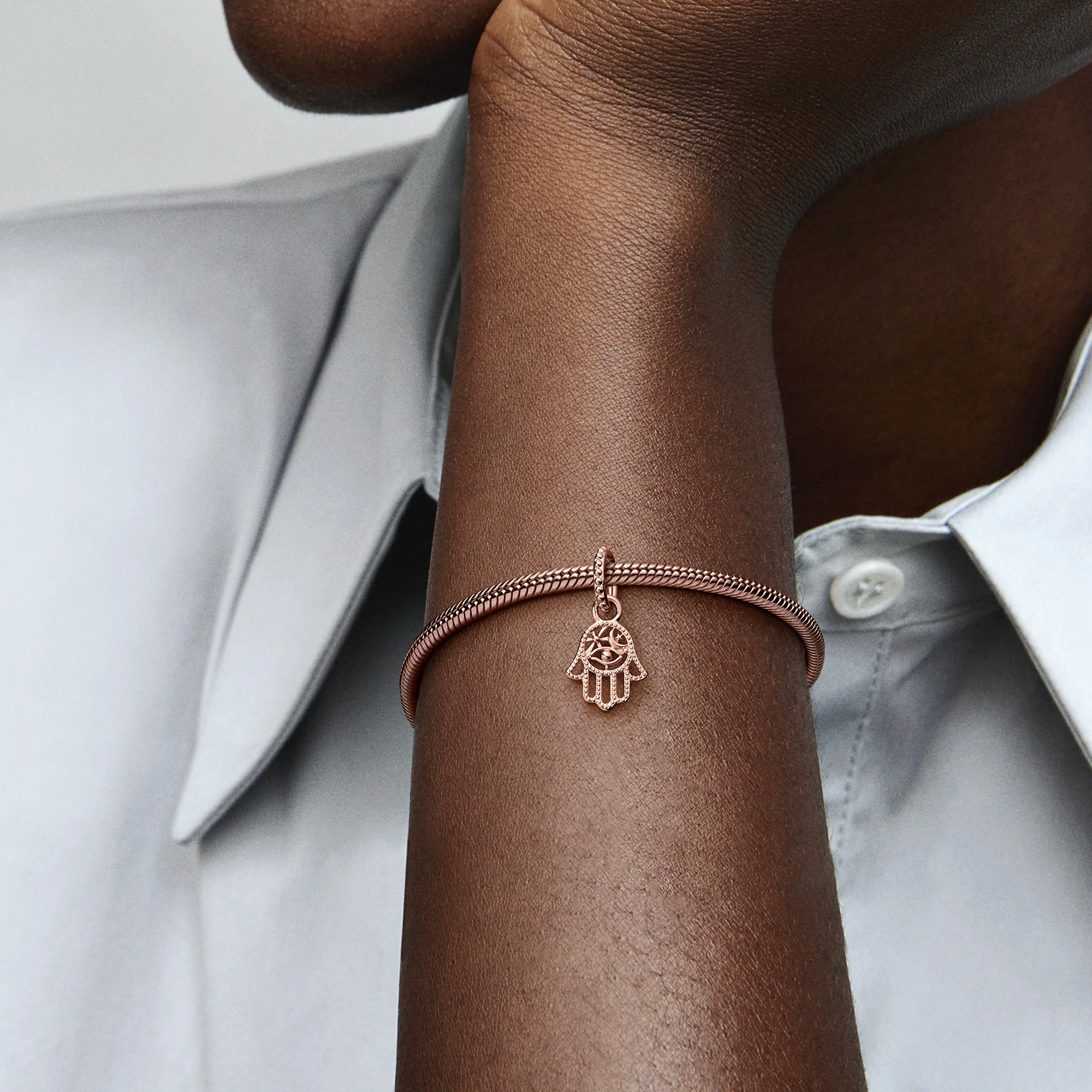 Hamsa Hand 14K Rose Gold-Plated Dangle - Image 2