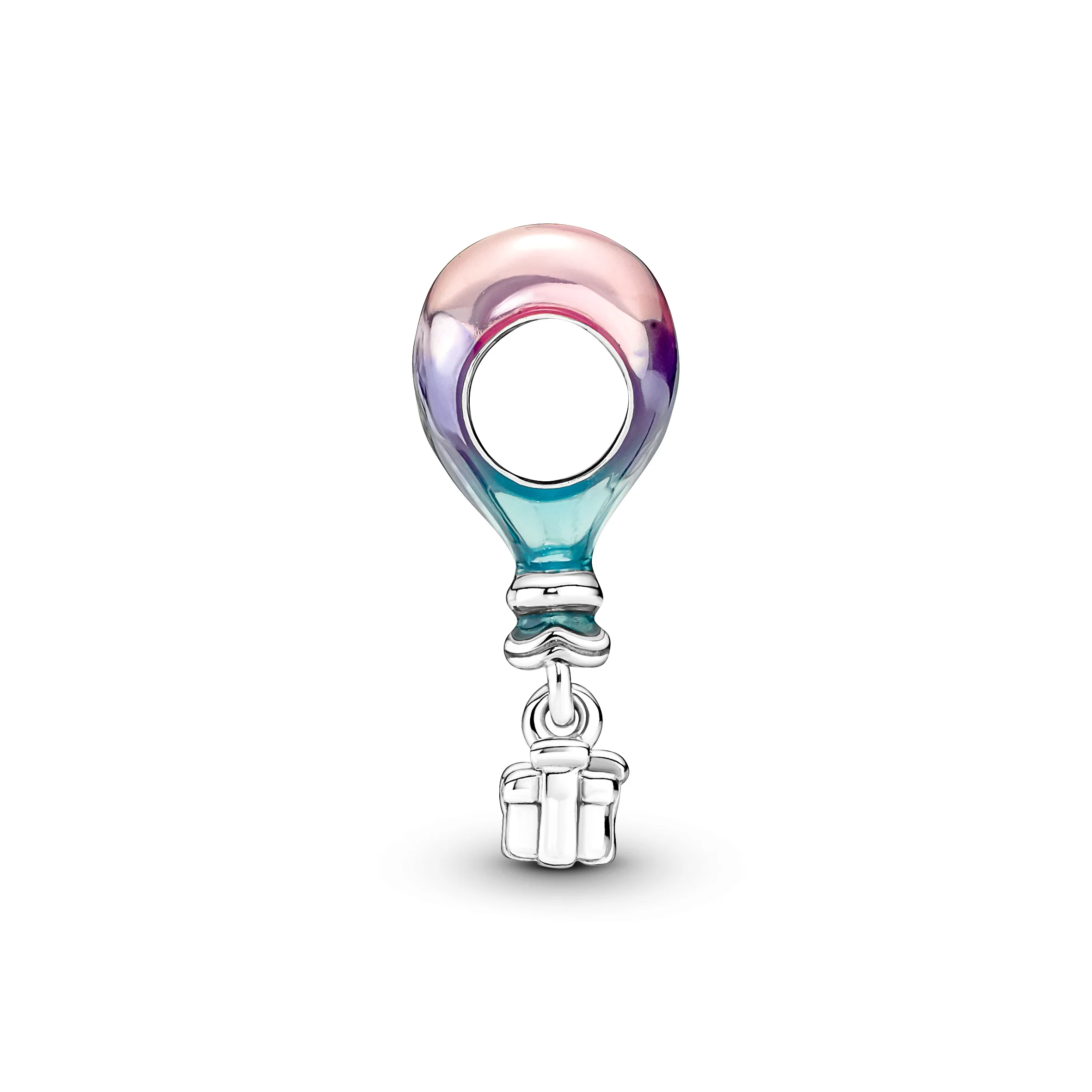 Happy Birthday Balloon Sterling Silver Charm With Shaded Transparent Pink, Purple And Blue Enamel - Image 5