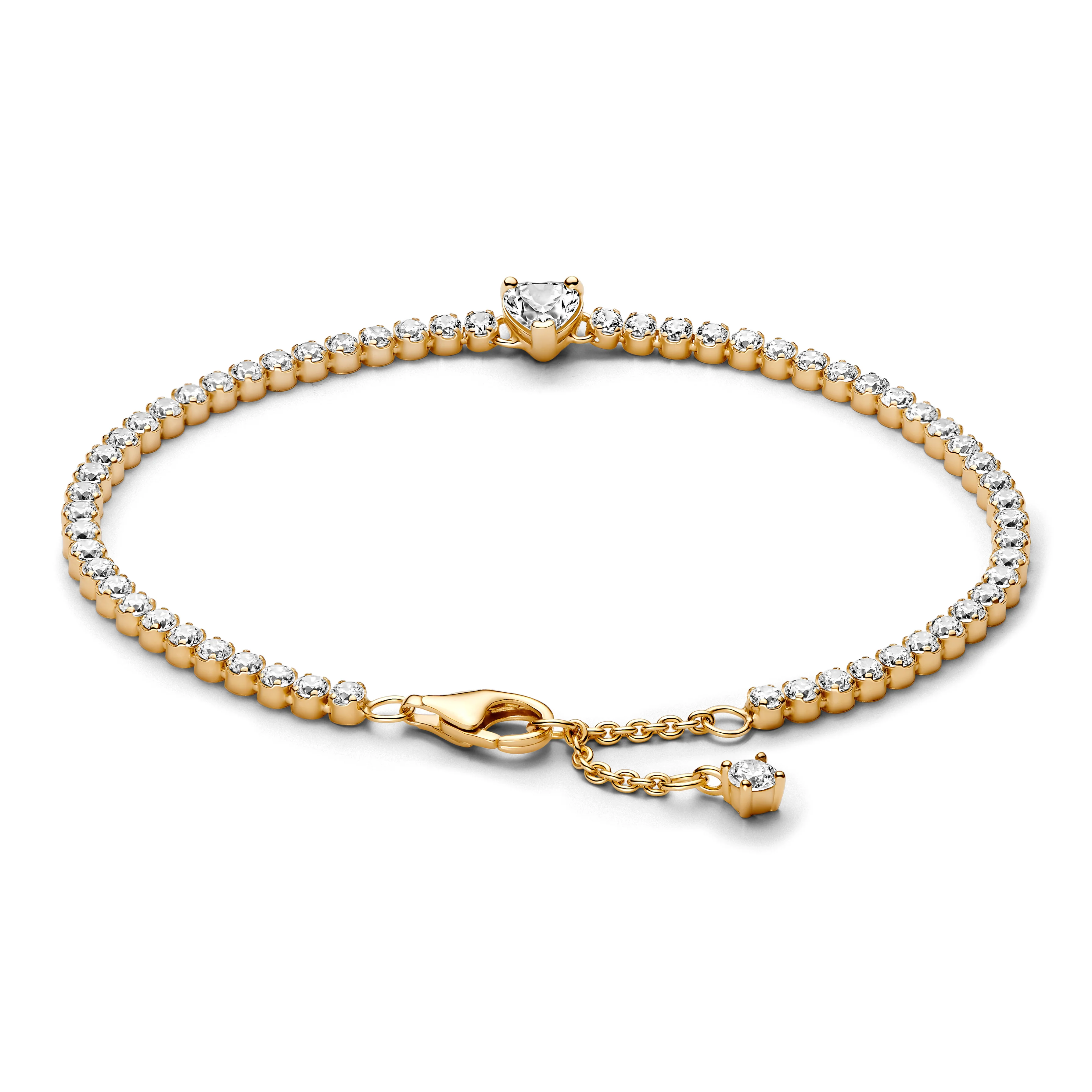 Heart 14K Gold-Plated Bracelet With Clear Cubic Zirconia - Image 3