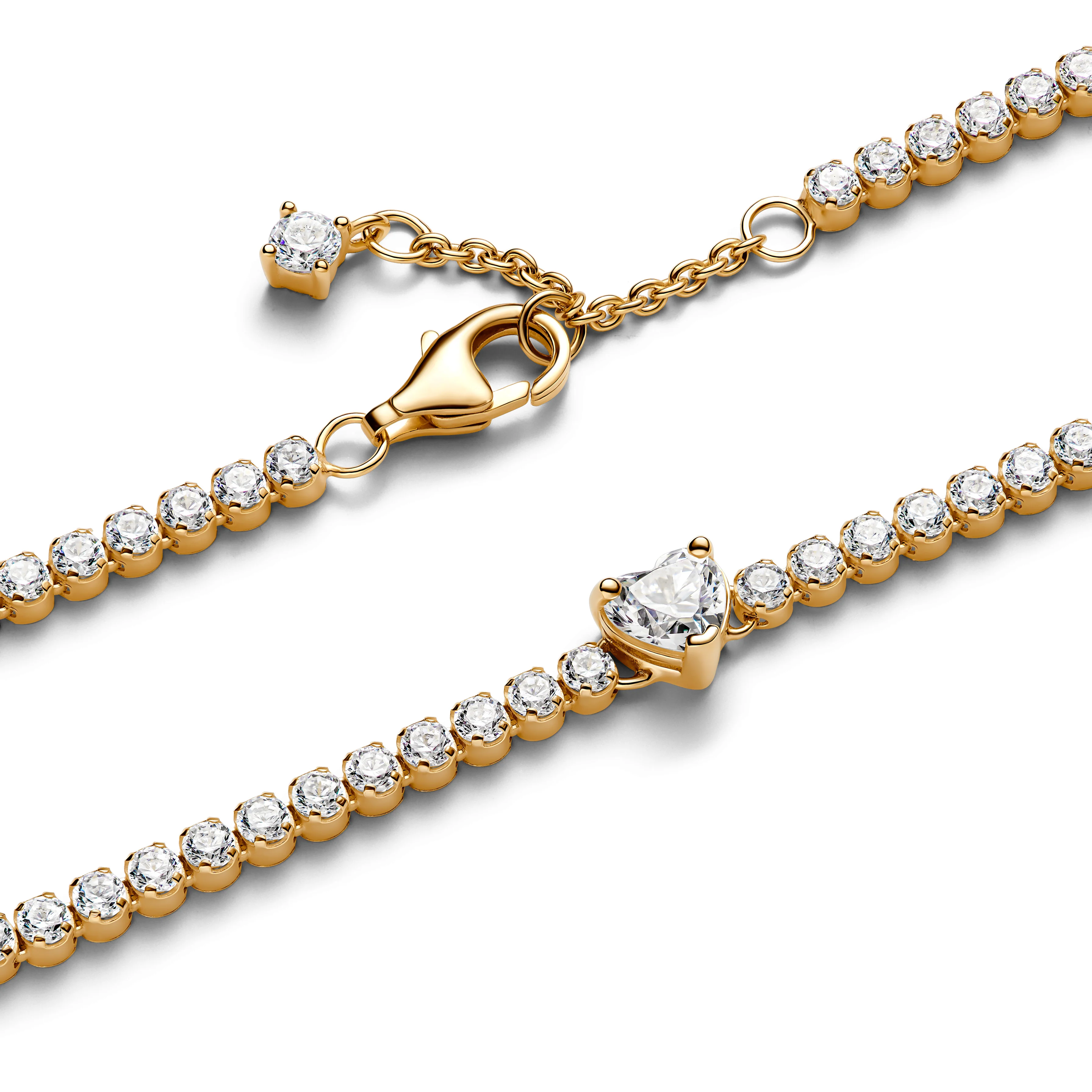 Heart 14K Gold-Plated Bracelet With Clear Cubic Zirconia - Image 4