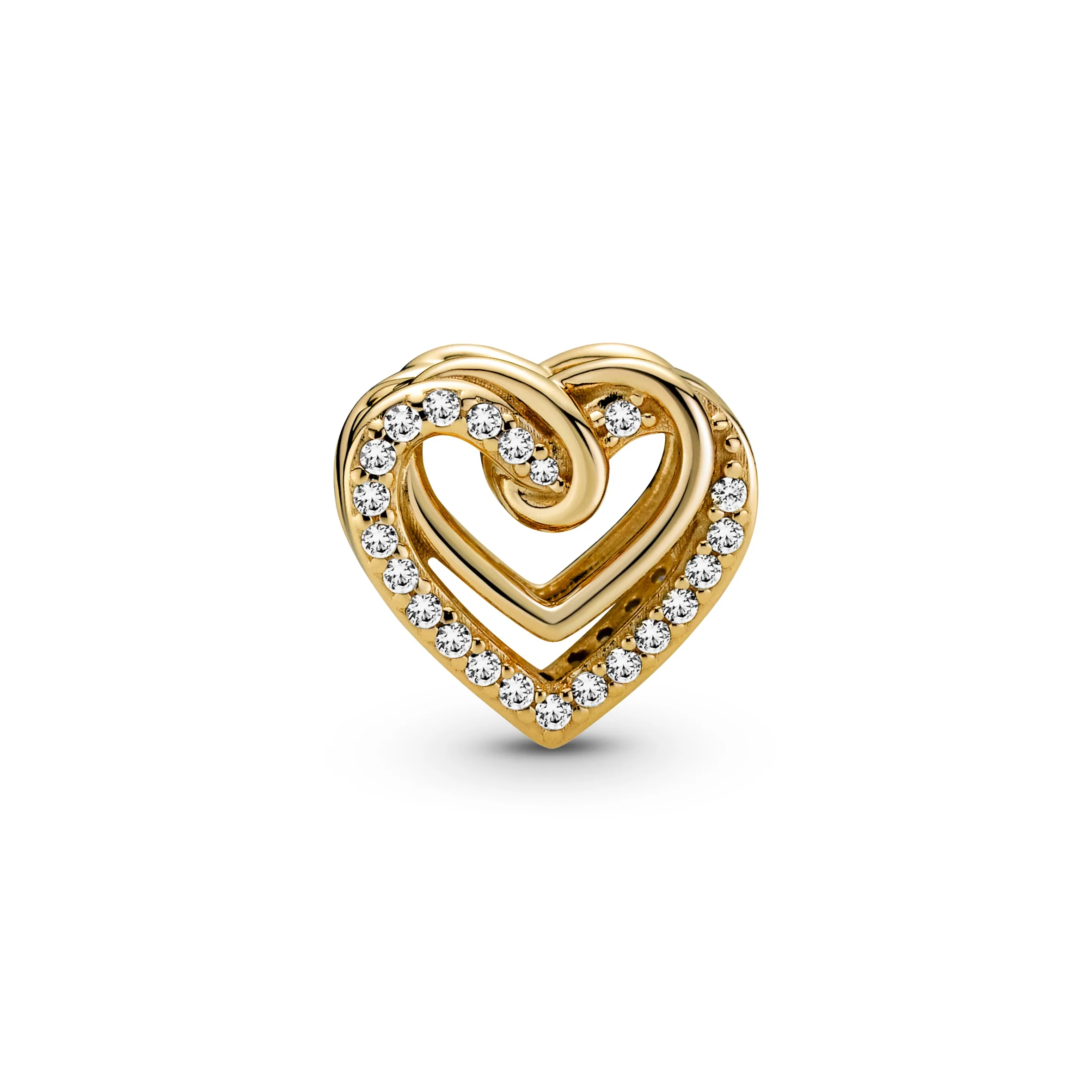 Heart 14K Gold-Plated Charm With Clear Cubic Zirconia