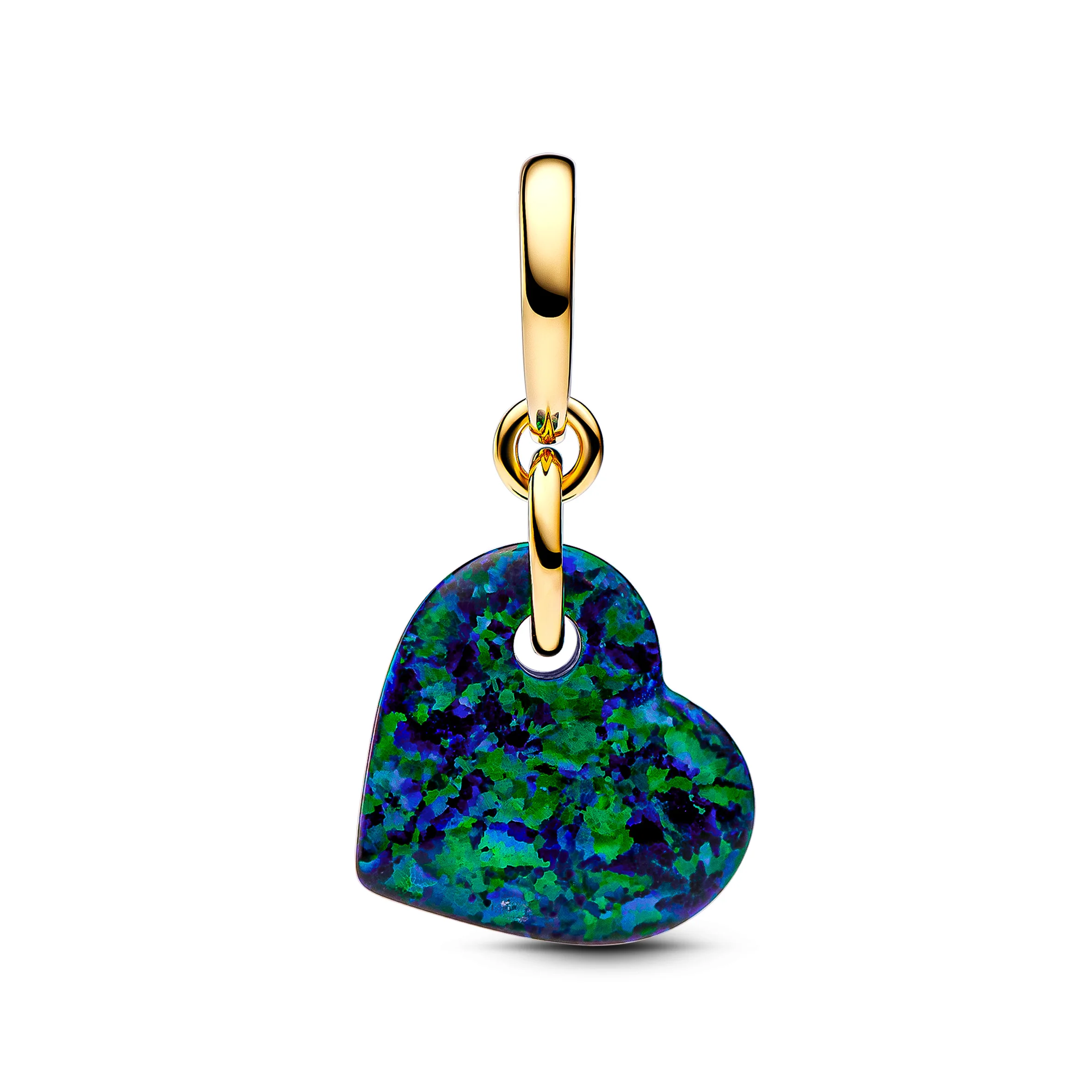 Heart 14K Gold-Plated Dangle With Green Blue Lab-Created Opal - Image 4
