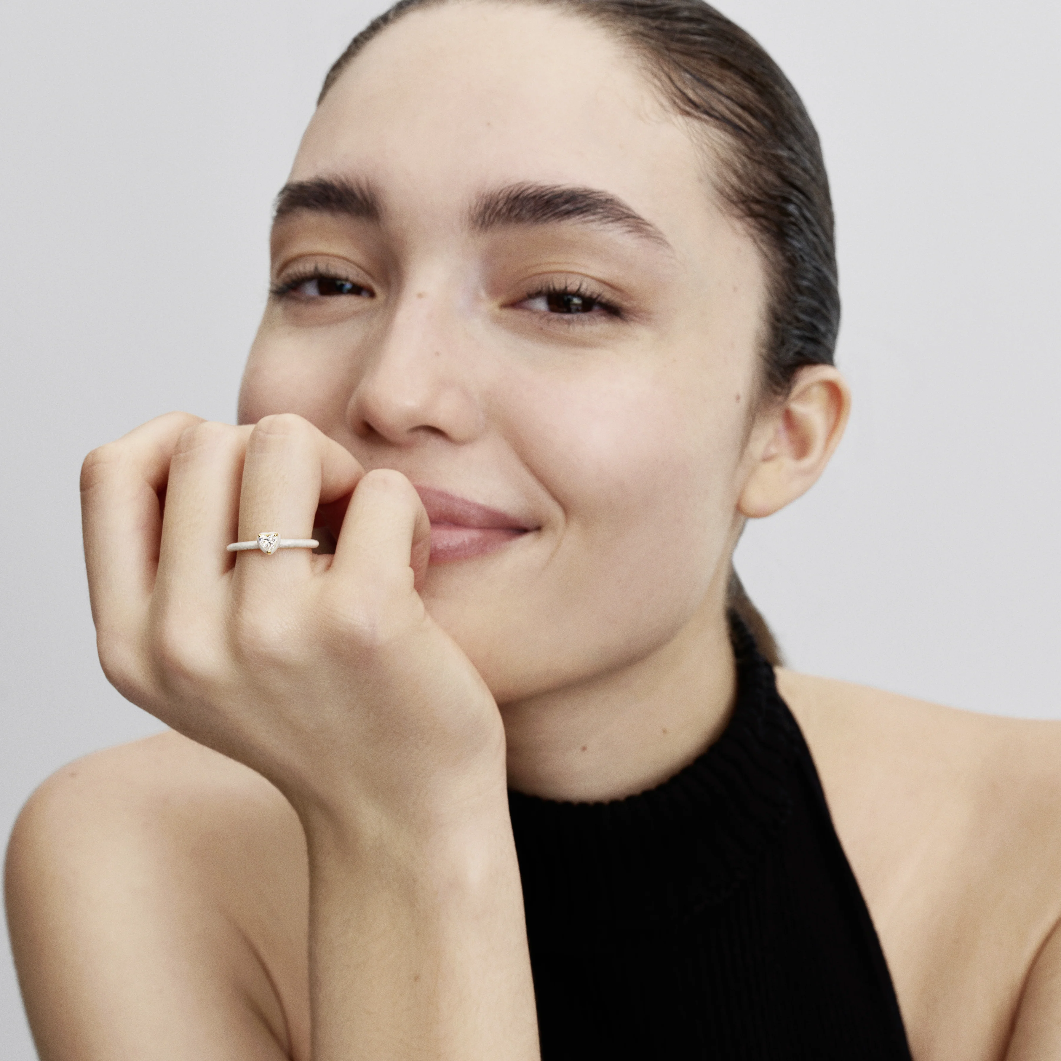 Heart 14K Gold-Plated Ring With Clear Cubic Zirconia And Shimmering White Enamel - Image 2