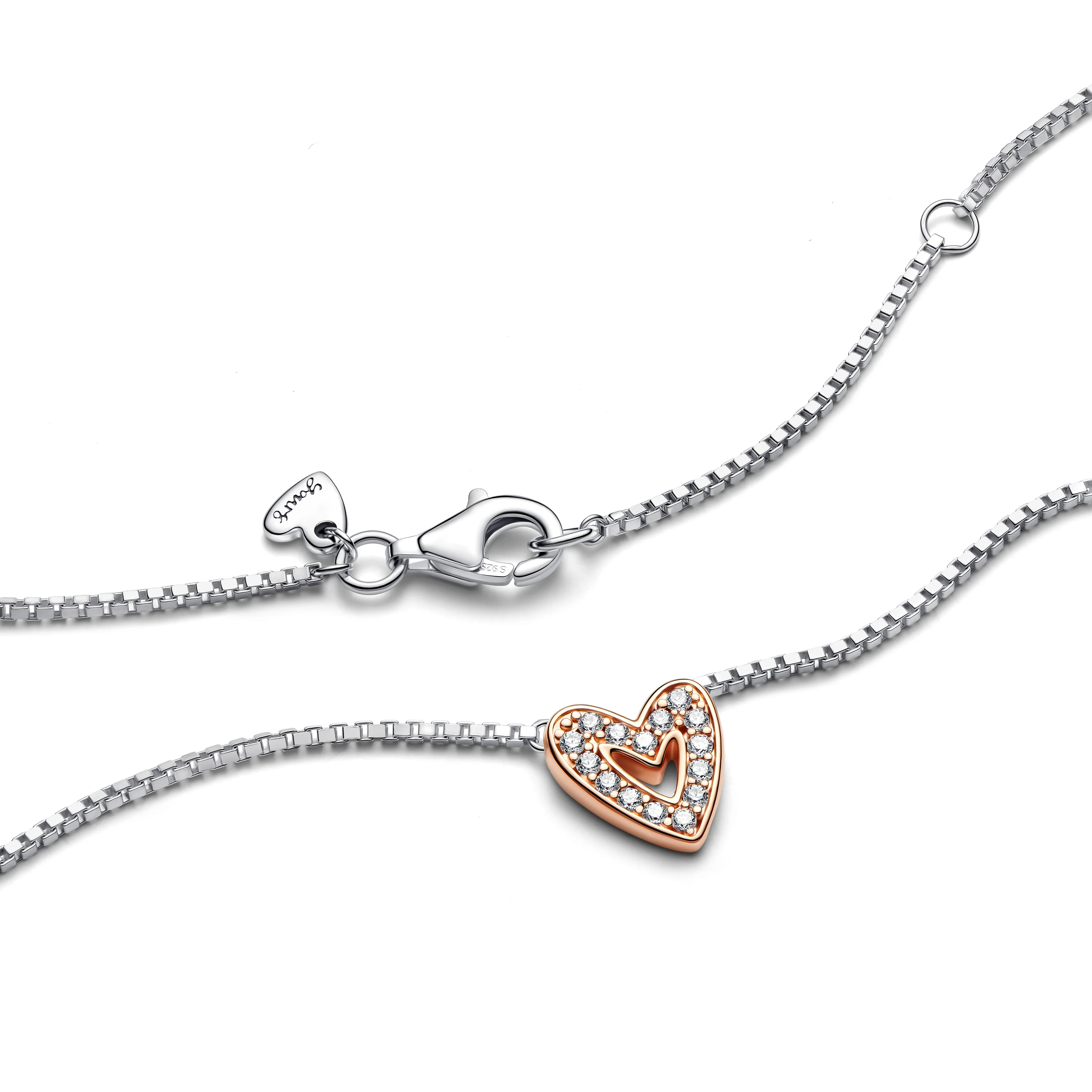 Heart 14K Rose Gold-Plated And Sterling Silver Collier With Clear Cubic Zirconia - Image 4