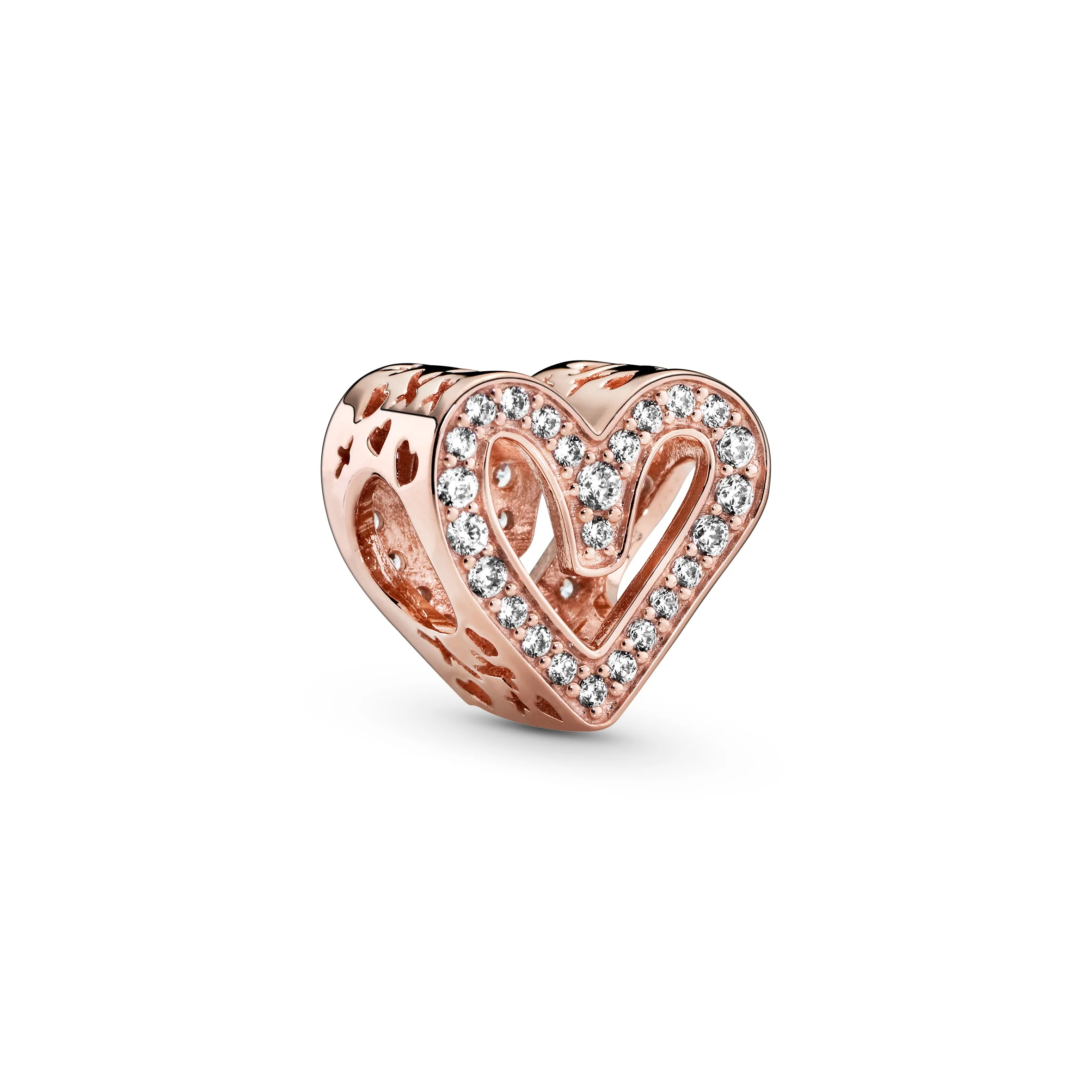 Heart 14K Rose Gold-Plated Charm With Clear Cubic Zirconia - Image 3