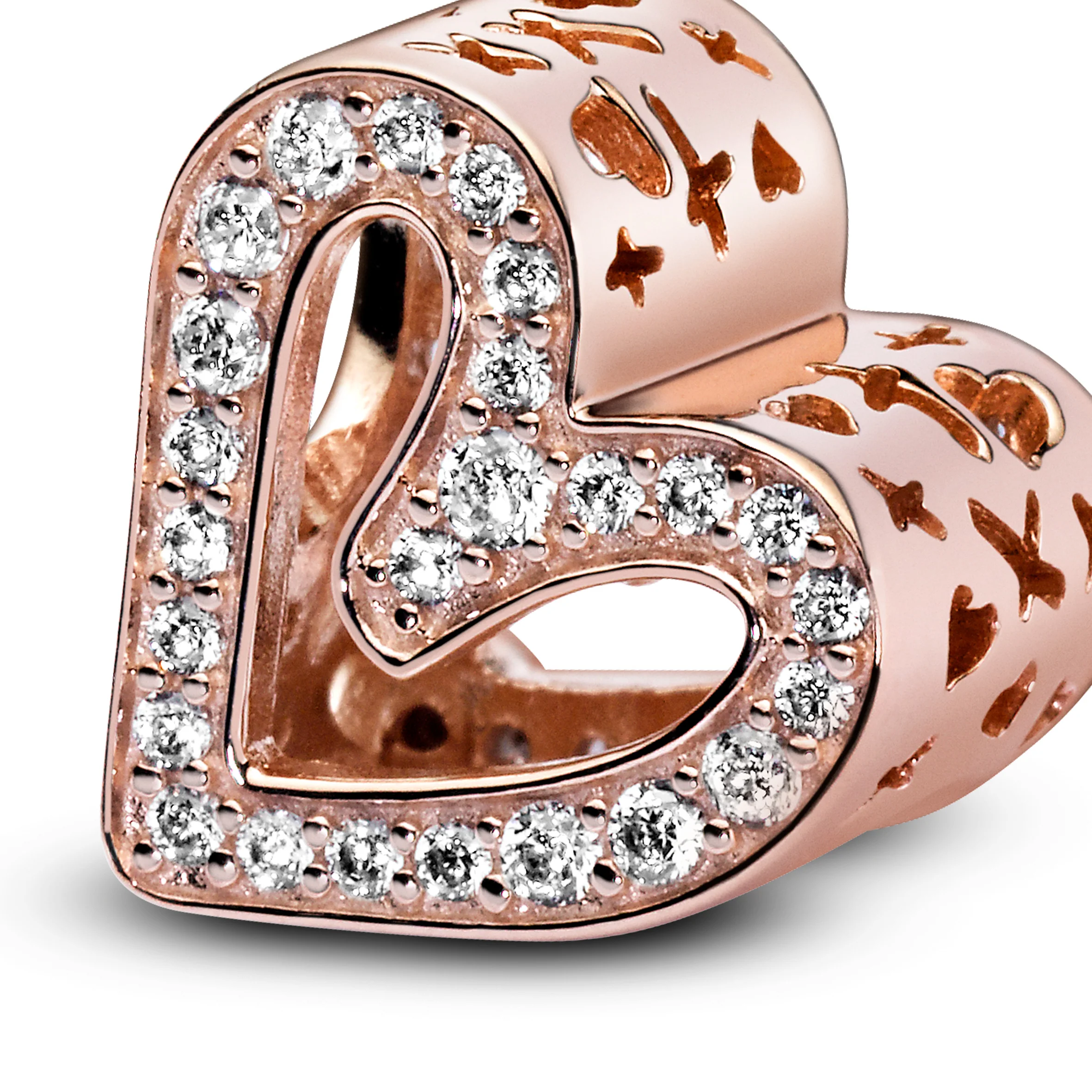 Heart 14K Rose Gold-Plated Charm With Clear Cubic Zirconia - Image 4