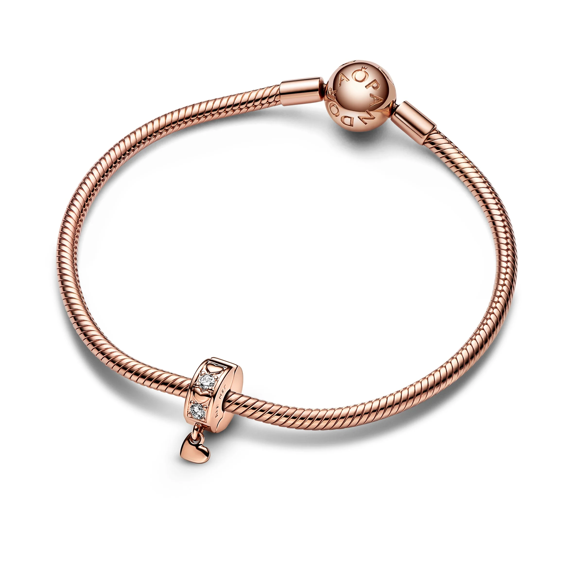 Heart 14K Rose Gold-Plated Clip With Clear Cubic Zirconia And Silicone Grip - Image 3