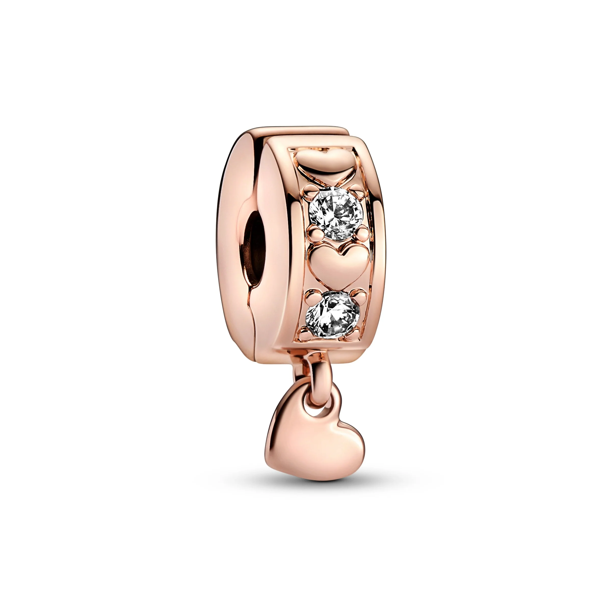Heart 14K Rose Gold-Plated Clip With Clear Cubic Zirconia And Silicone Grip - Image 4