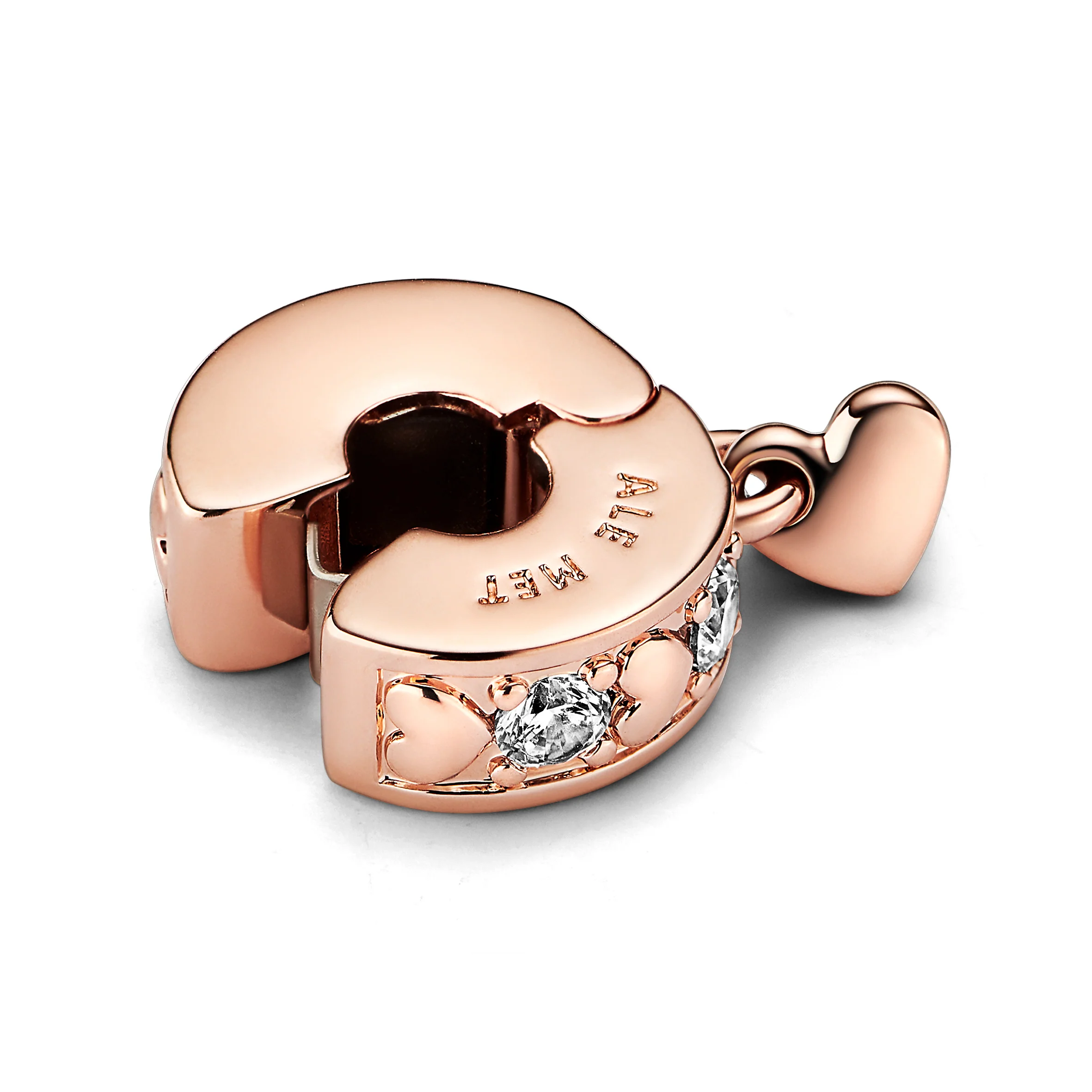 Heart 14K Rose Gold-Plated Clip With Clear Cubic Zirconia And Silicone Grip - Image 5