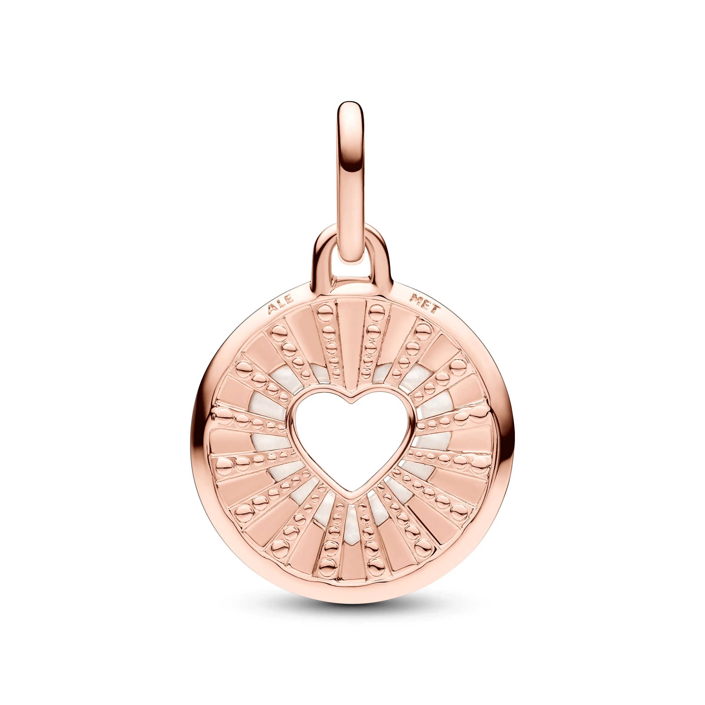 Heart 14K Rose Gold-Plated Medallion With White Bioresin Man-Made Mother Of Pearl And Glittery Black Enamel - Image 3