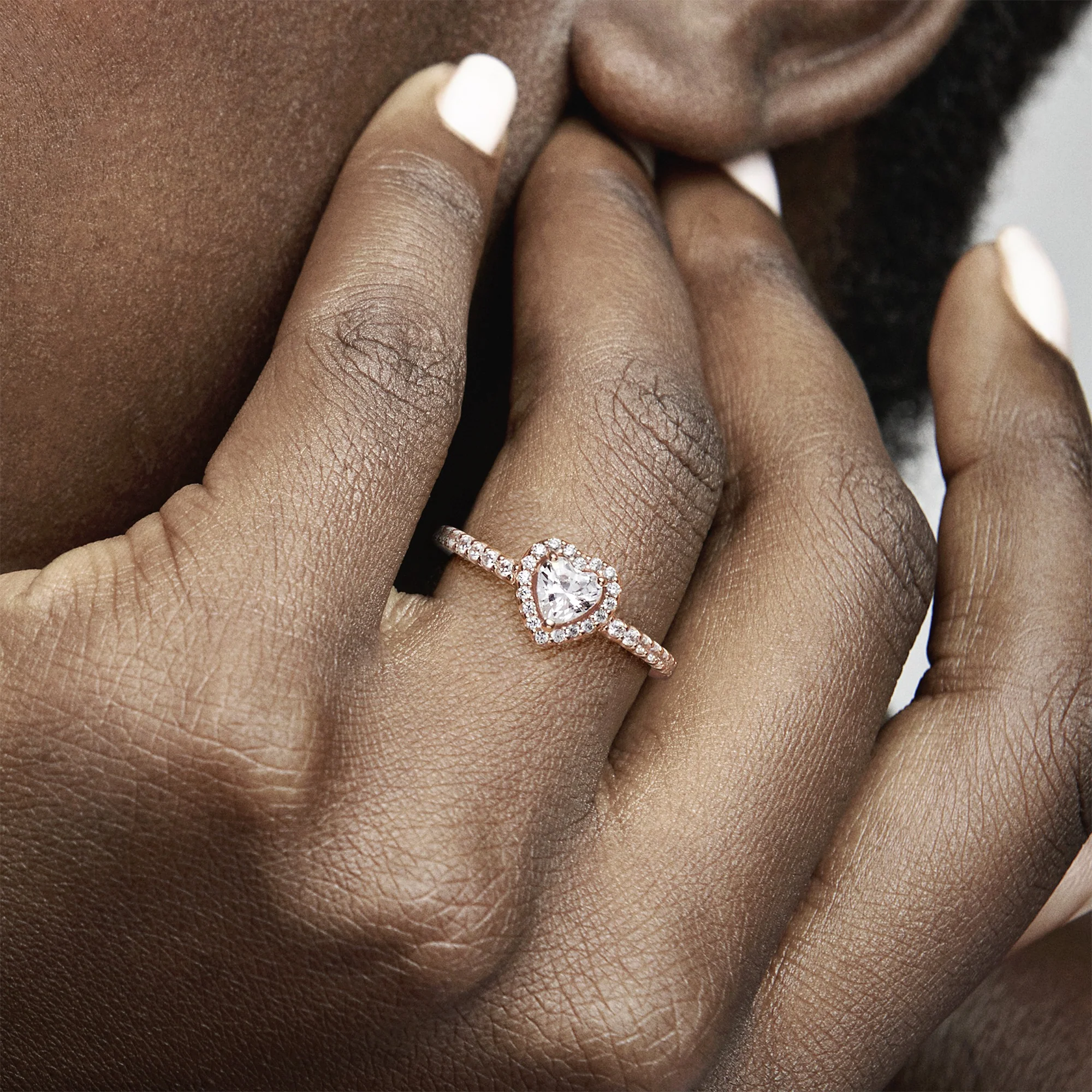 Heart 14K Rose Gold-Plated Ring With Clear Cubic Zirconia - Image 2