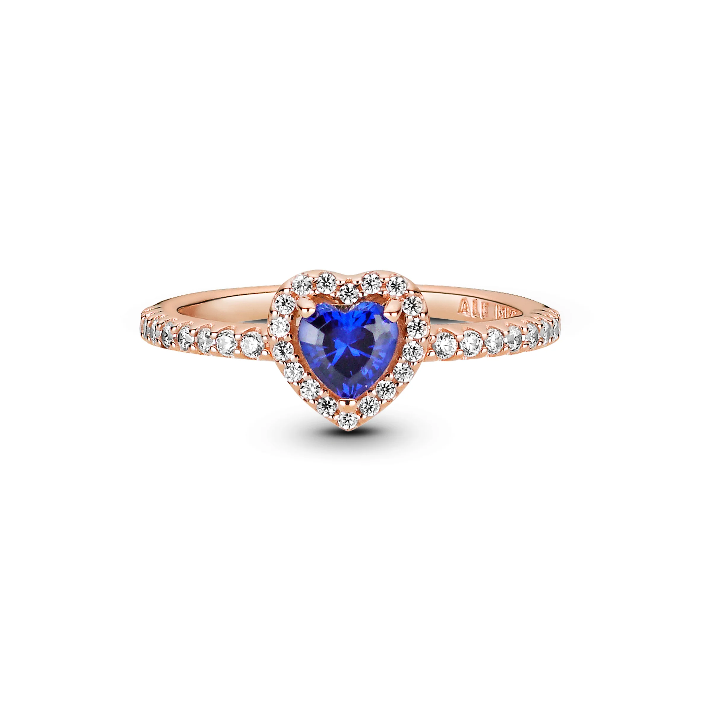 Heart 14K Rose Gold-Plated Ring With Clear Cubic Zirconia And Twilight Blue Crystal - Image 3