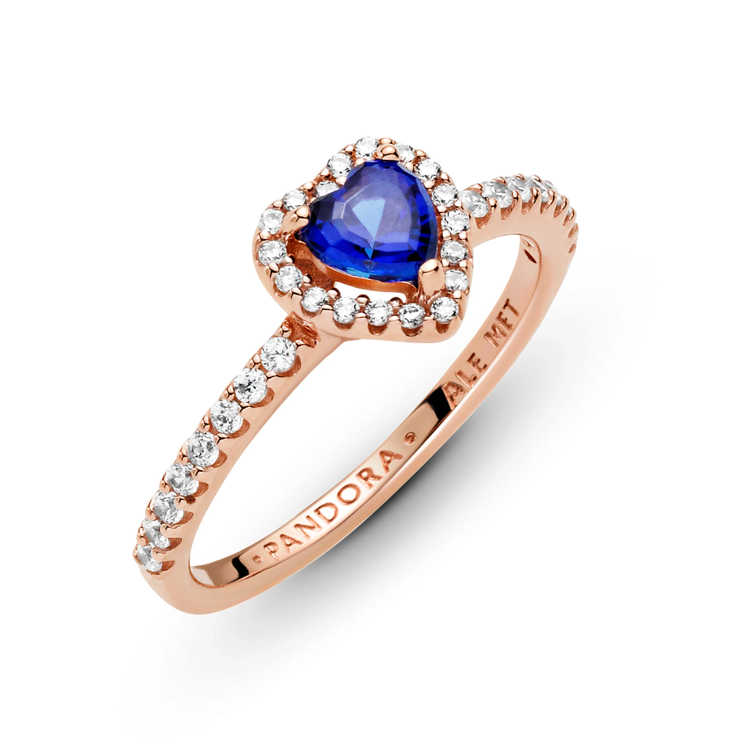 Heart 14K Rose Gold-Plated Ring With Clear Cubic Zirconia And Twilight Blue Crystal - Image 4